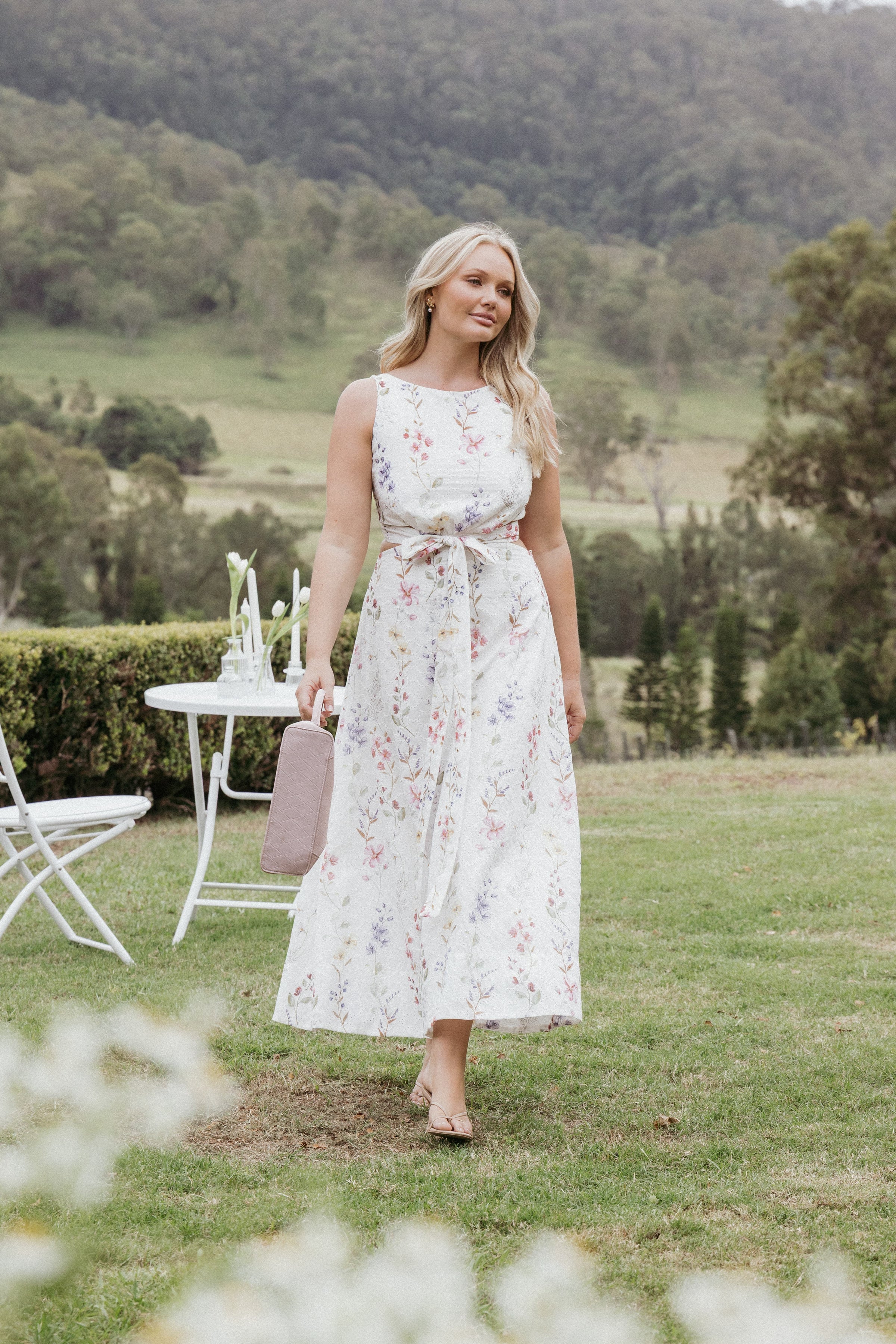 Petal and Pup USA DRESSES Levin Midi Dress - White Floral (Hold for Rack)