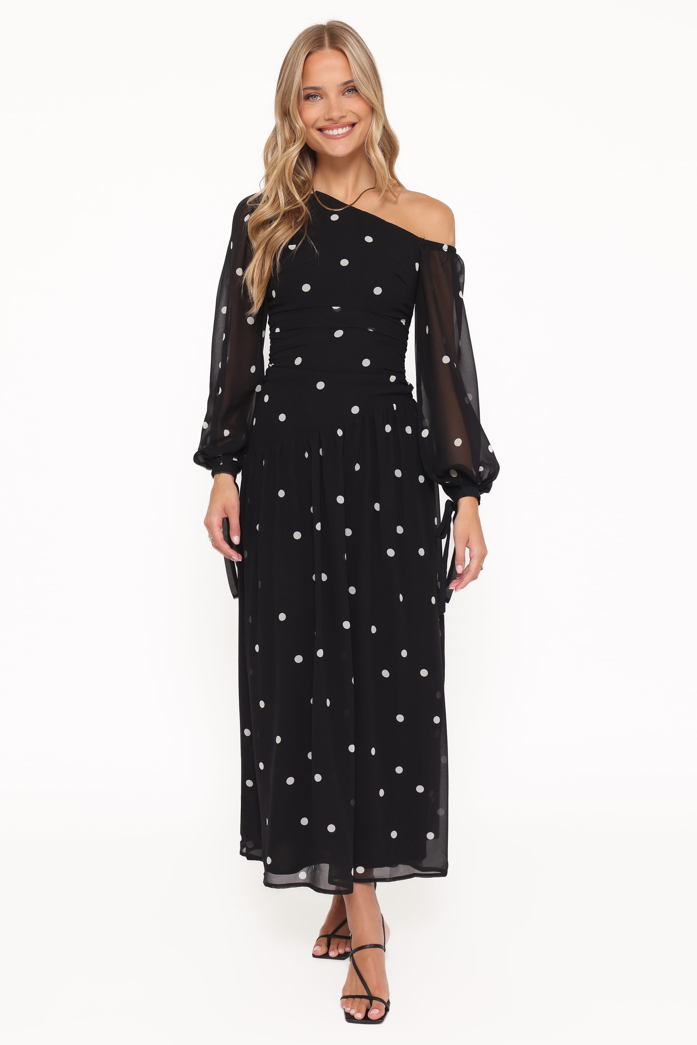 Petal and Pup USA DRESSES Levine Maxi Dress - Black Polka Dot