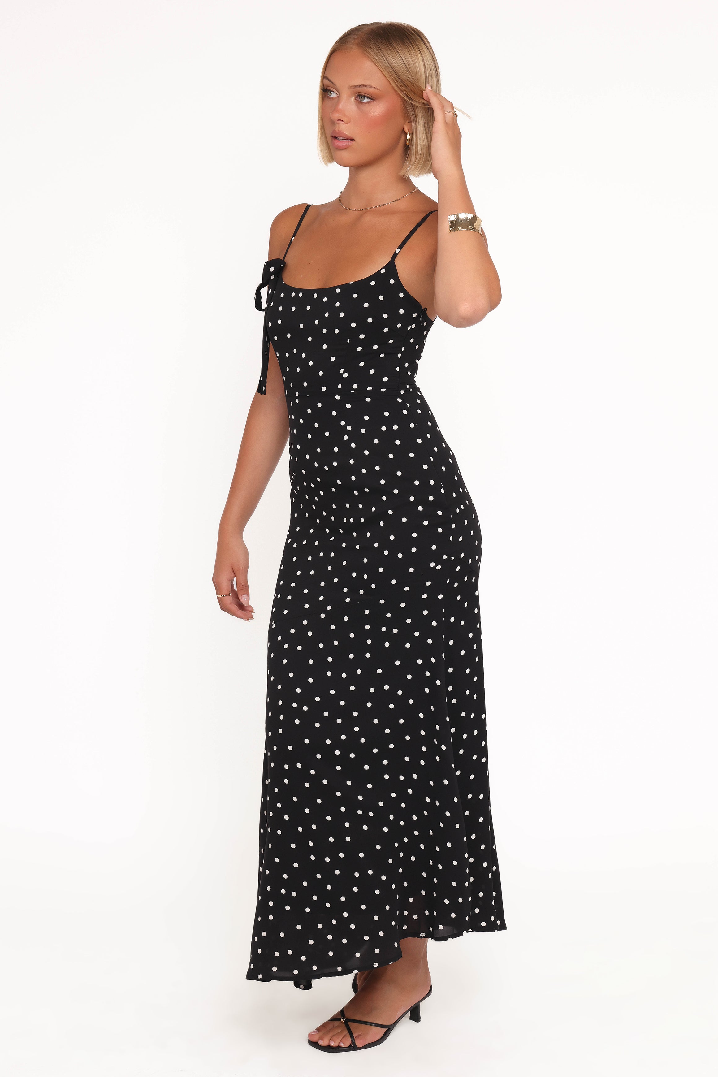 Petal and Pup USA DRESSES Lexia Midi Dress - Black Polka Dot