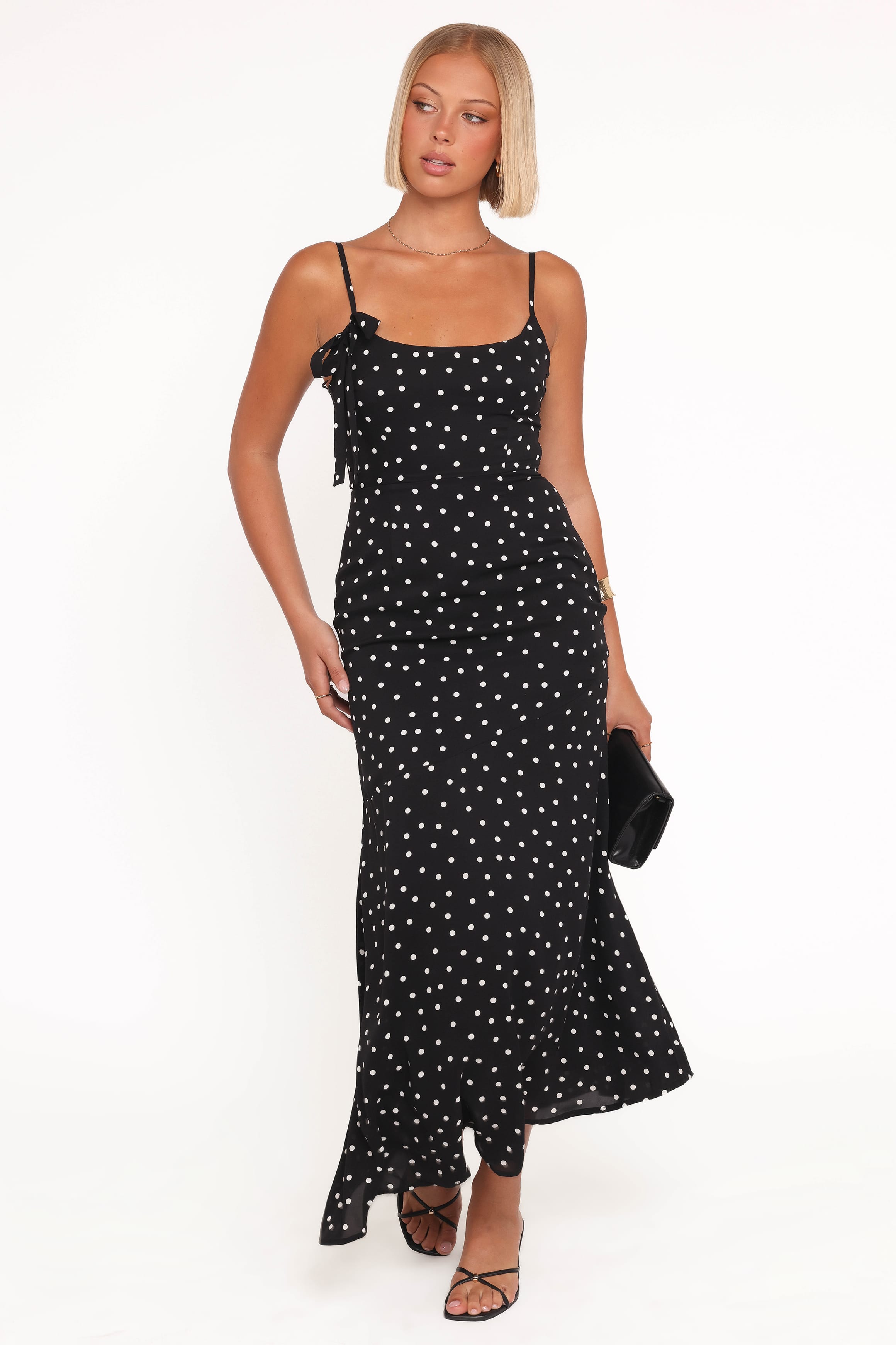 Petal and Pup USA DRESSES Lexia Midi Dress - Black Polka Dot
