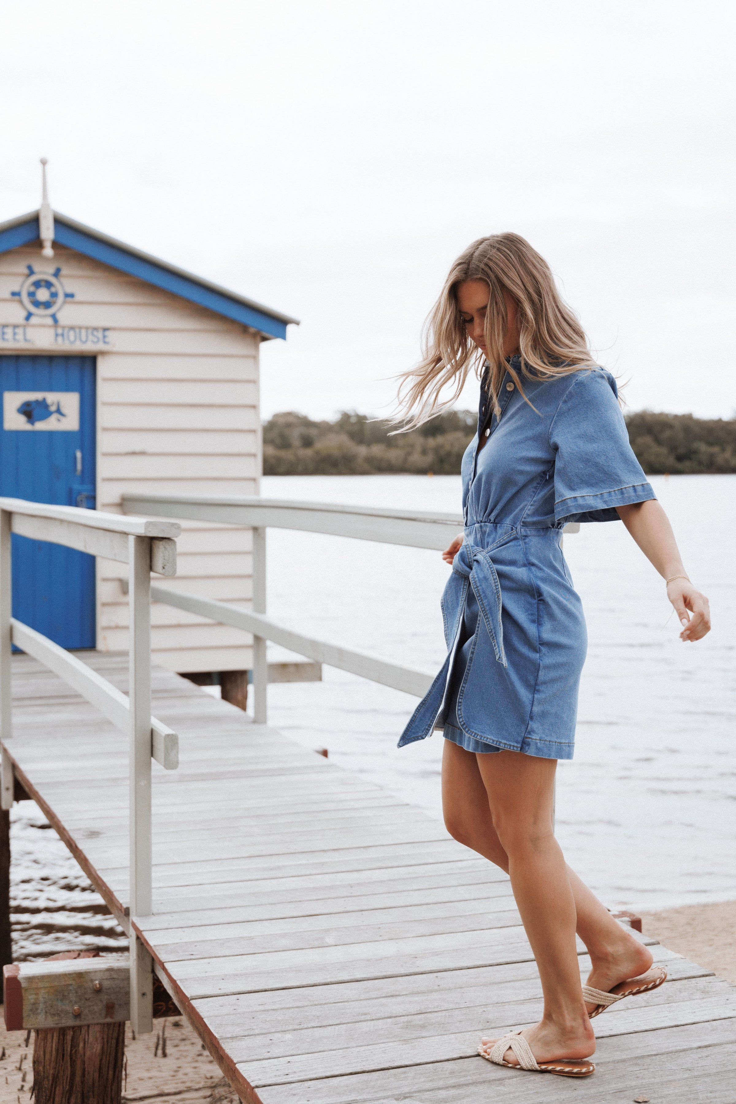 Petal and Pup USA DRESSES Leyton Mini Dress - Denim Chambray