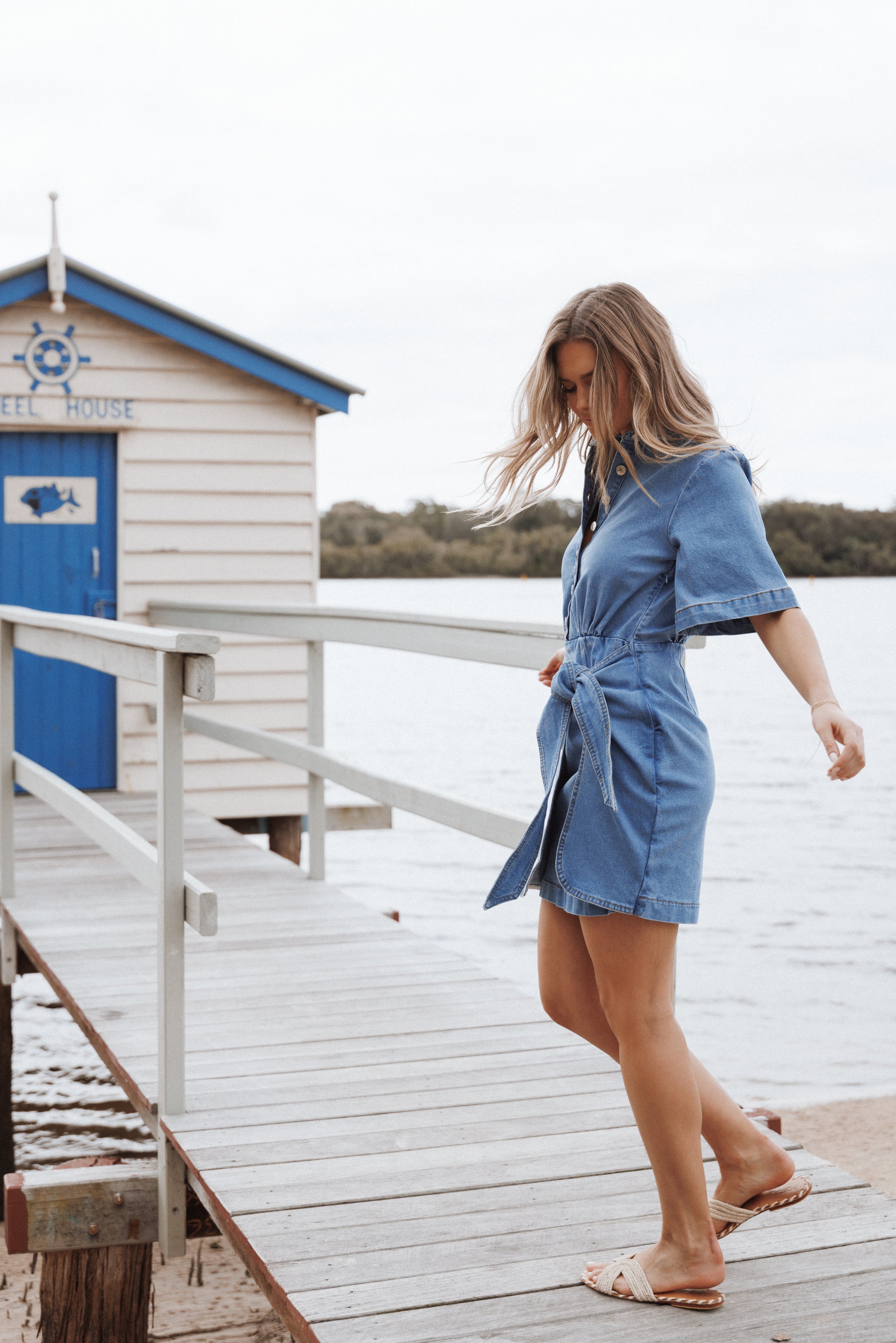 Petal and Pup USA DRESSES Leyton Mini Dress - Denim Chambray
