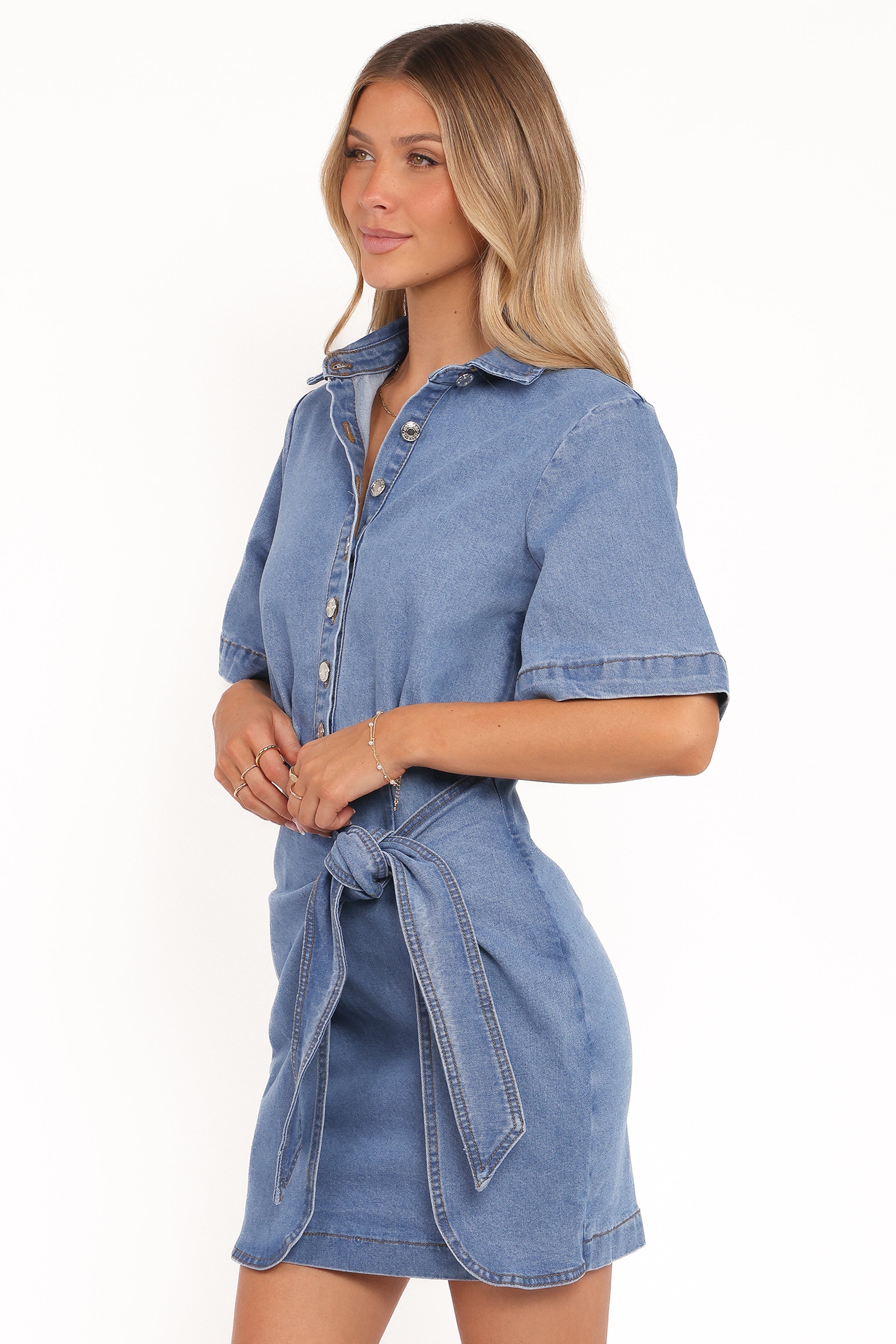 Petal and Pup USA DRESSES Leyton Mini Dress - Denim Chambray
