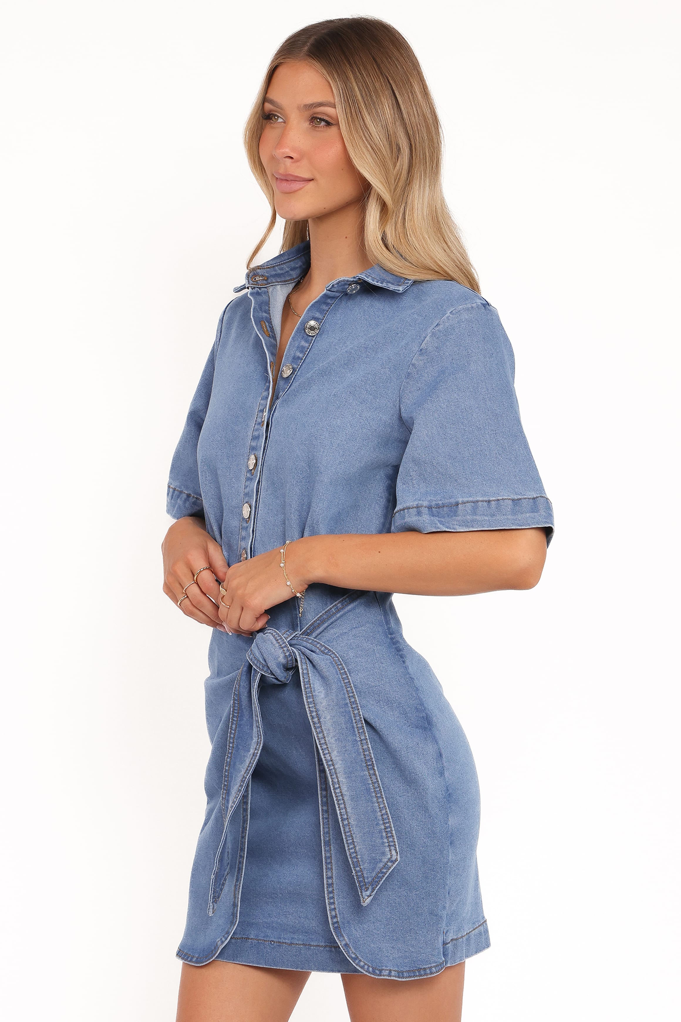 Petal and Pup USA DRESSES Leyton Mini Dress - Denim Chambray