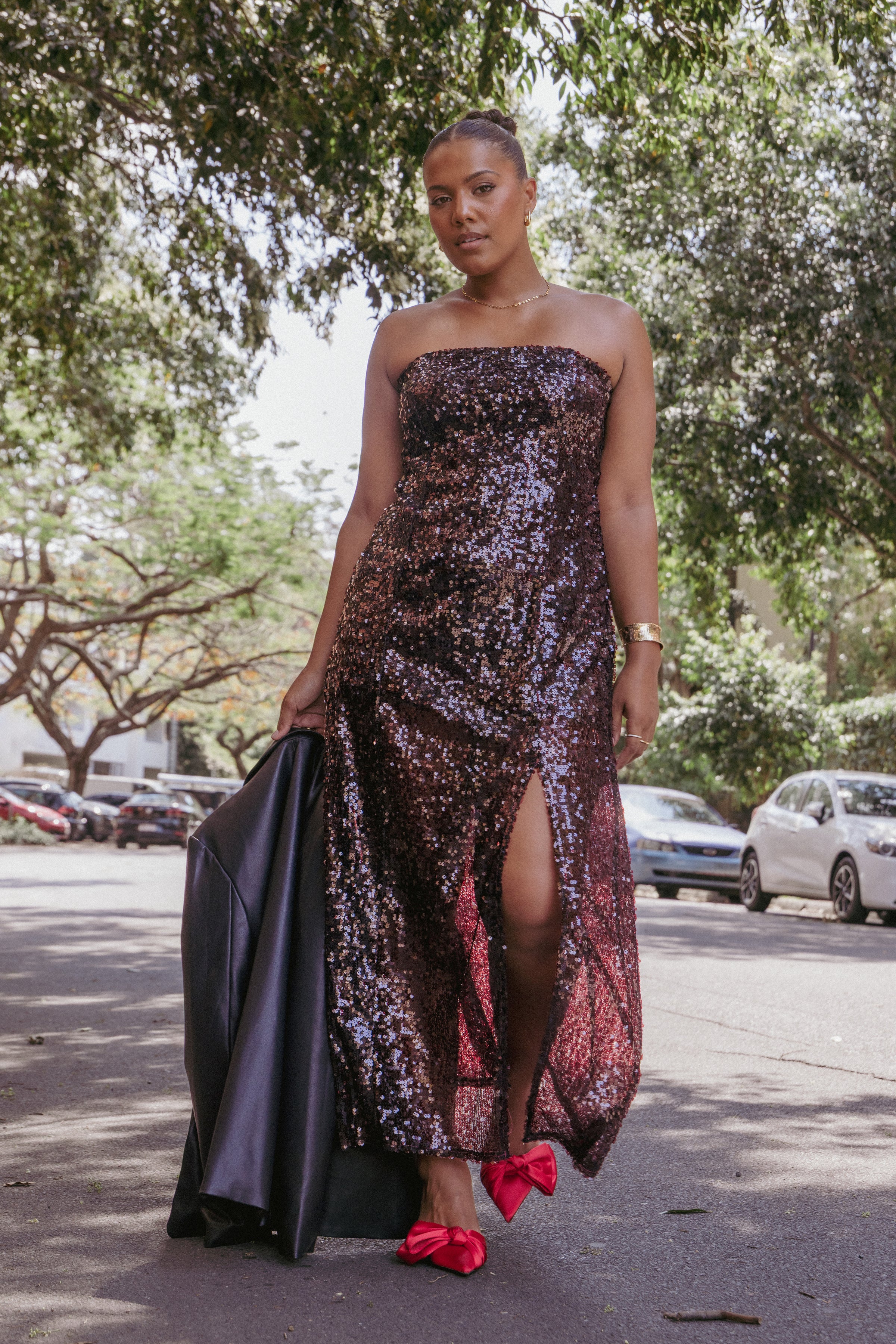 Petal and Pup USA DRESSES Liliane Maxi Dress - Cherry Sequin