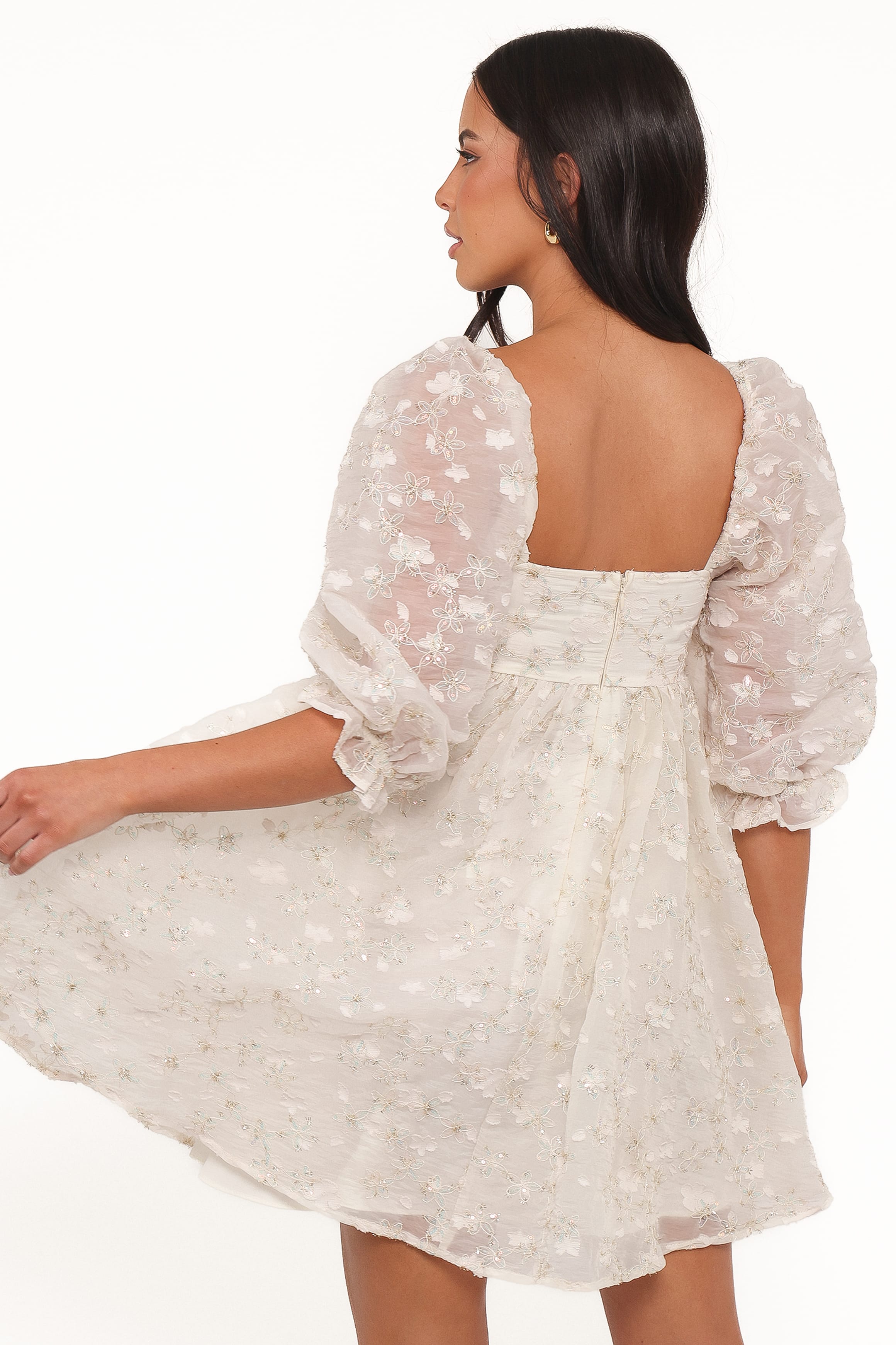 Petal and Pup USA DRESSES Lillan Mini Dress - Ivory Sequin