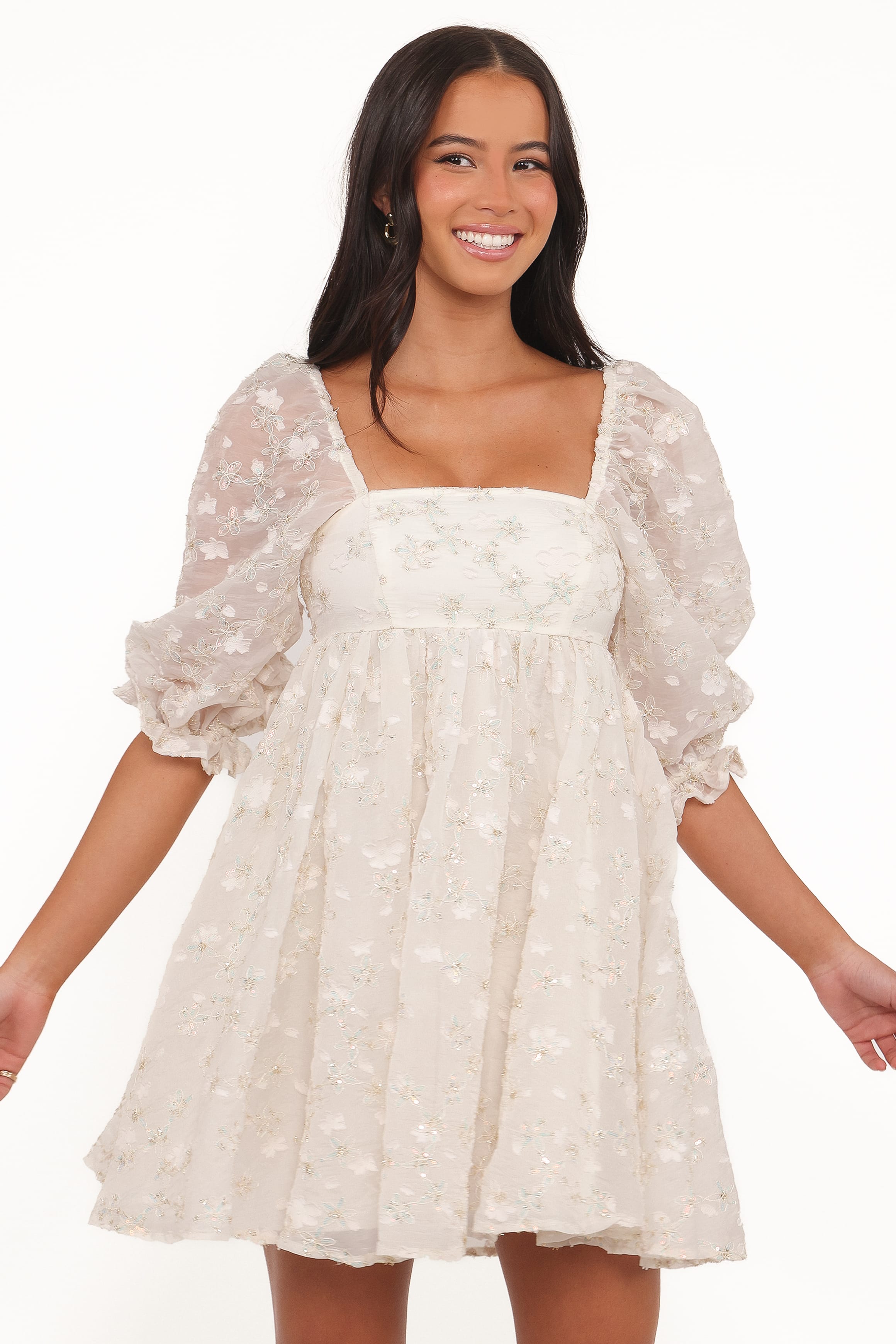 Petal and Pup USA DRESSES Lillan Mini Dress - Ivory Sequin