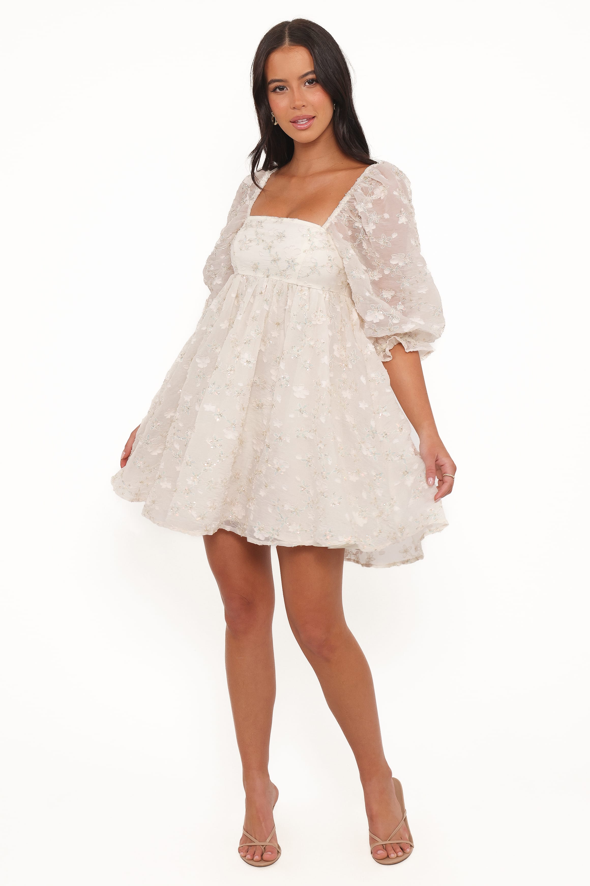 Petal and Pup USA DRESSES Lillan Mini Dress - Ivory Sequin