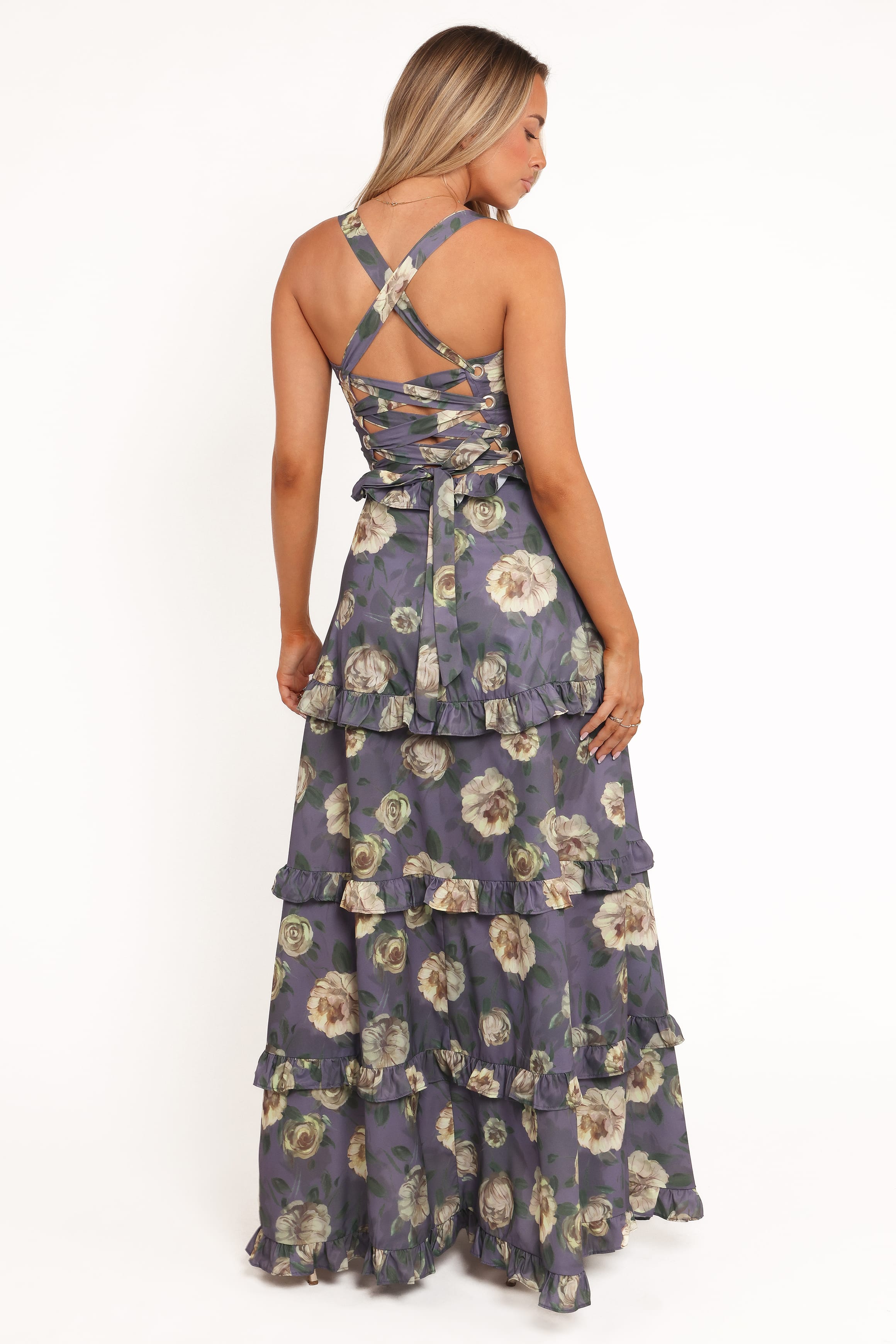 Petal and Pup USA DRESSES Lillee Tiered Maxi Dress - Lavender Floral