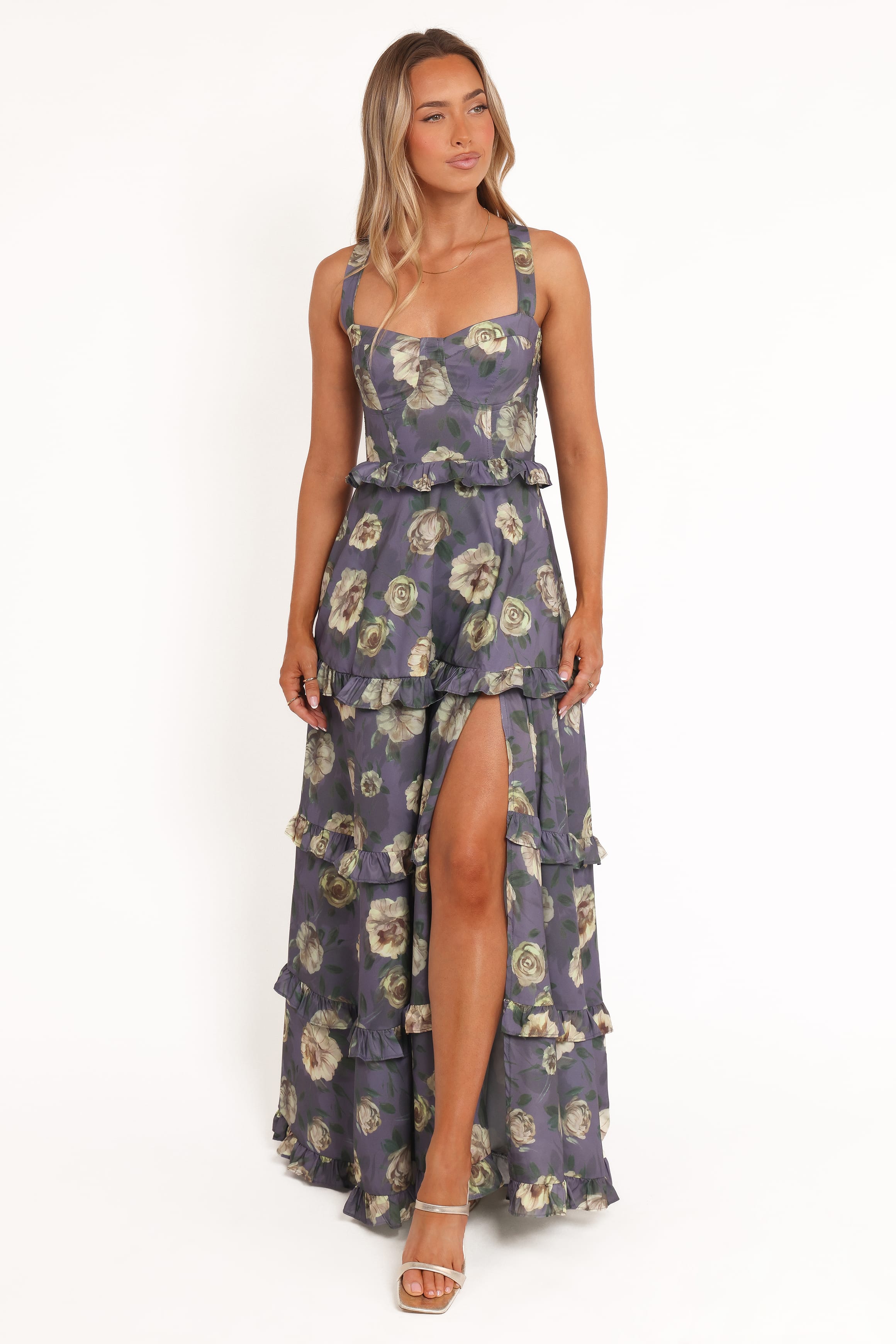 Petal and Pup USA DRESSES Lillee Tiered Maxi Dress - Lavender Floral