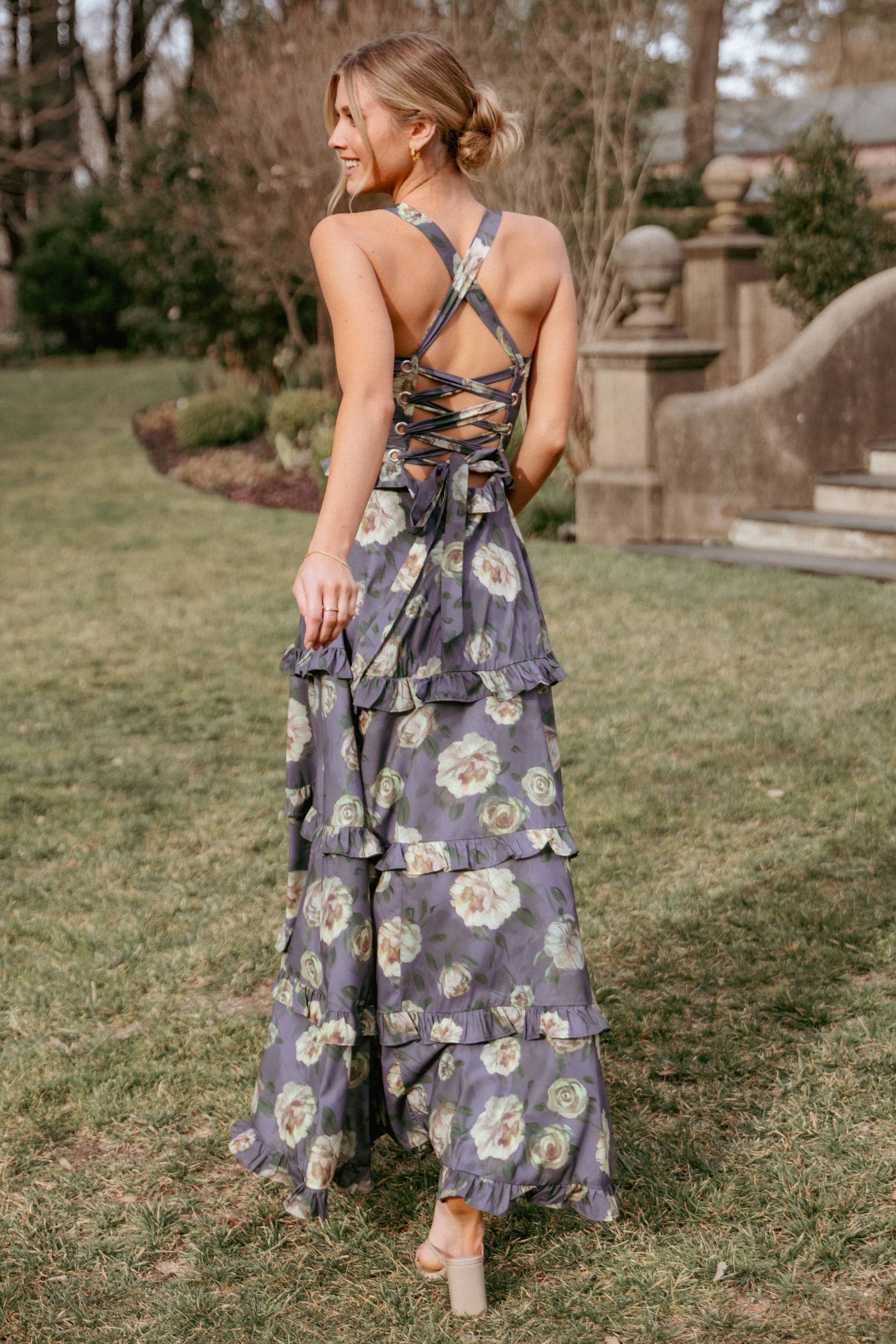 Petal and Pup USA DRESSES Lillee Tiered Maxi Dress - Lavender Floral