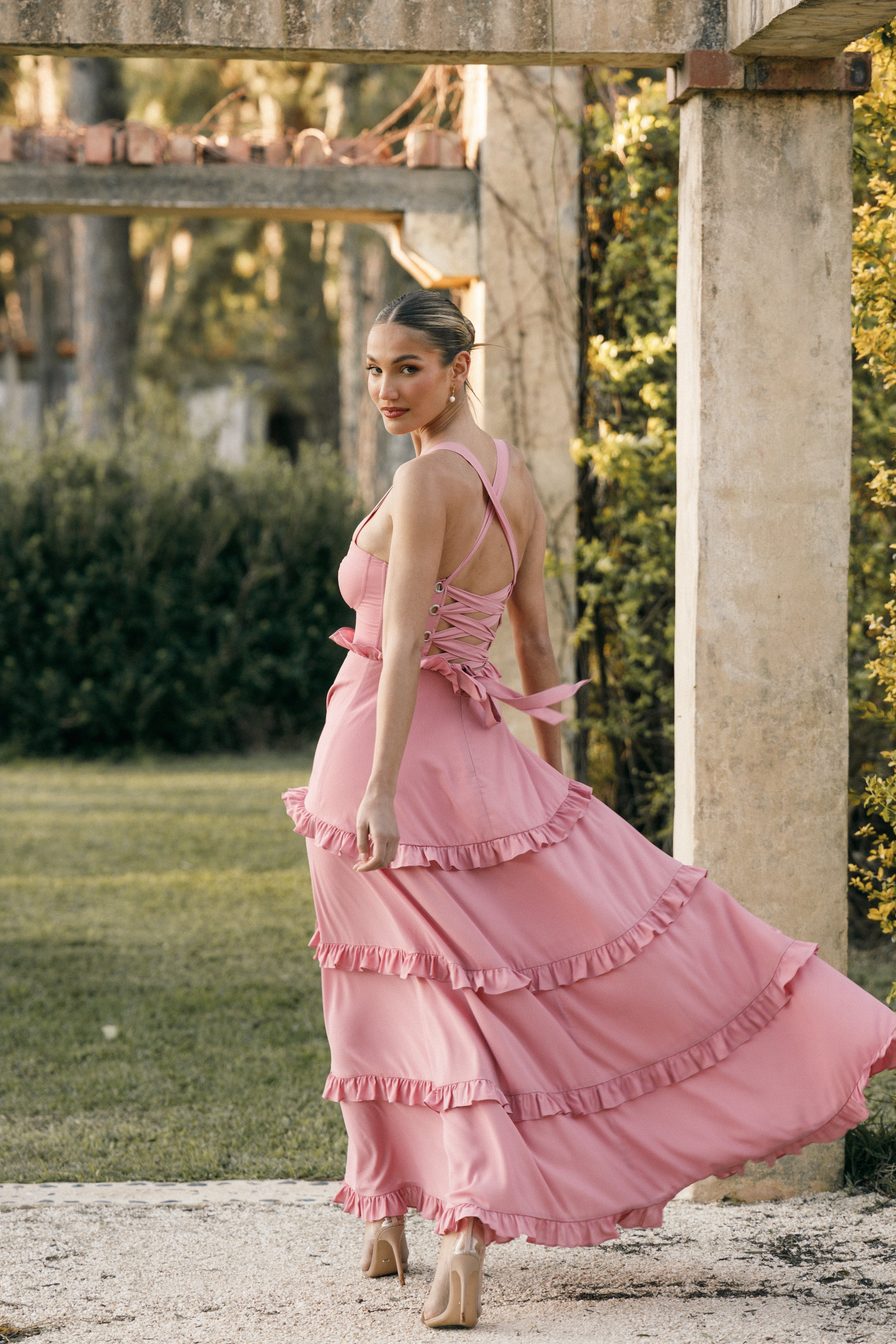 Petal and Pup USA DRESSES Lillee Tiered Maxi Dress - Mauve