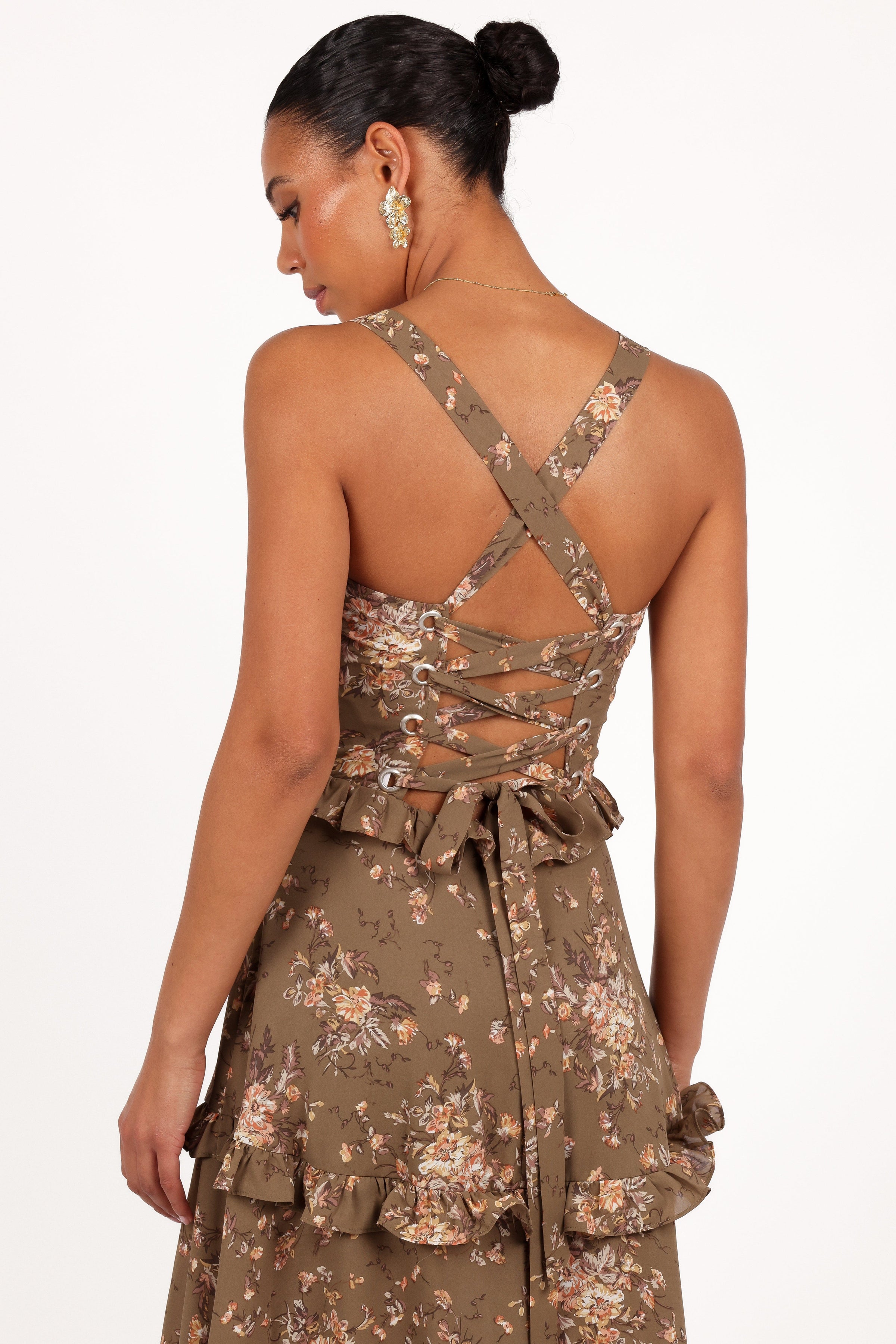 Petal and Pup USA DRESSES Lillee Tiered Maxi Dress - Olive Print