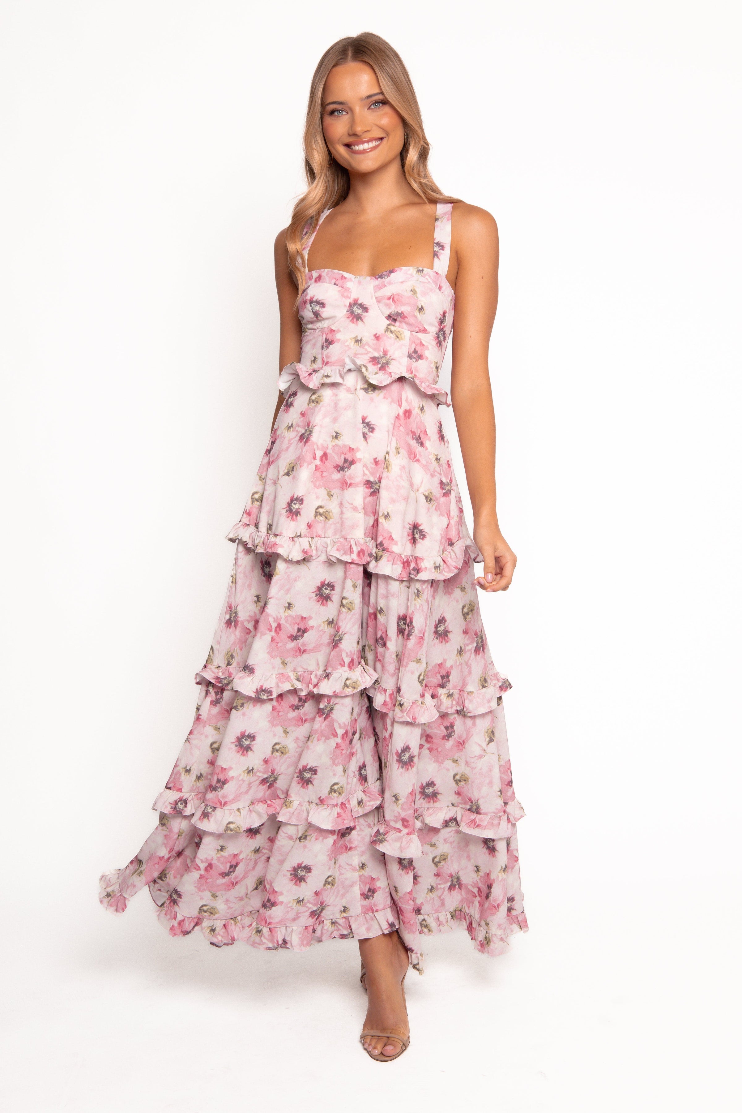 Petal and Pup USA DRESSES Lillee Tiered Maxi Dress - Pink Bloom