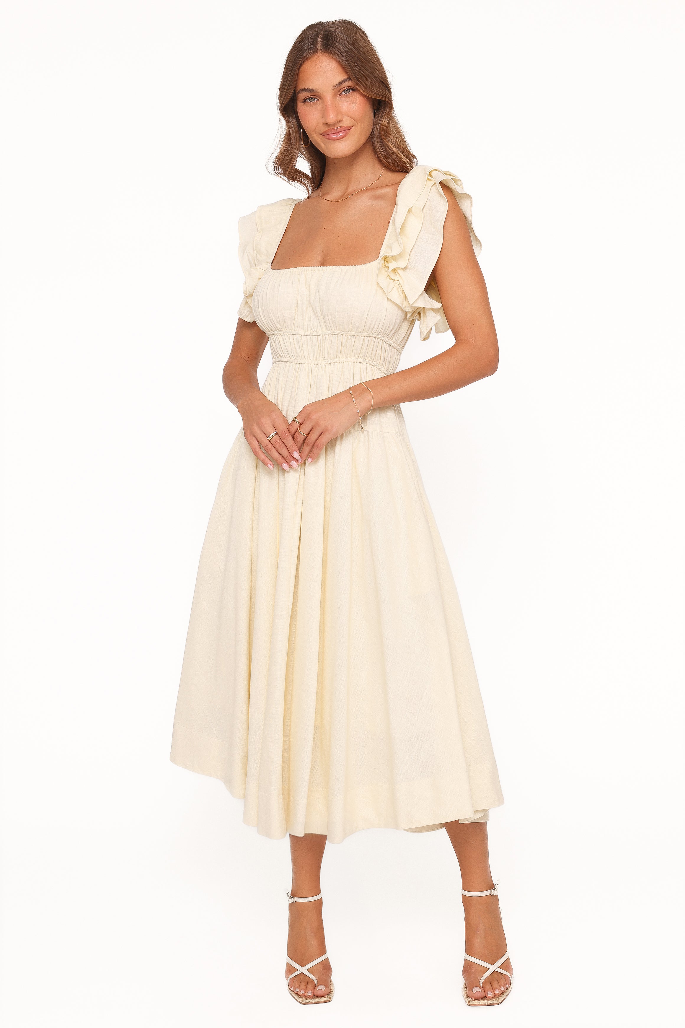 Petal and Pup USA DRESSES Linda Midi Dress - Butter Yellow