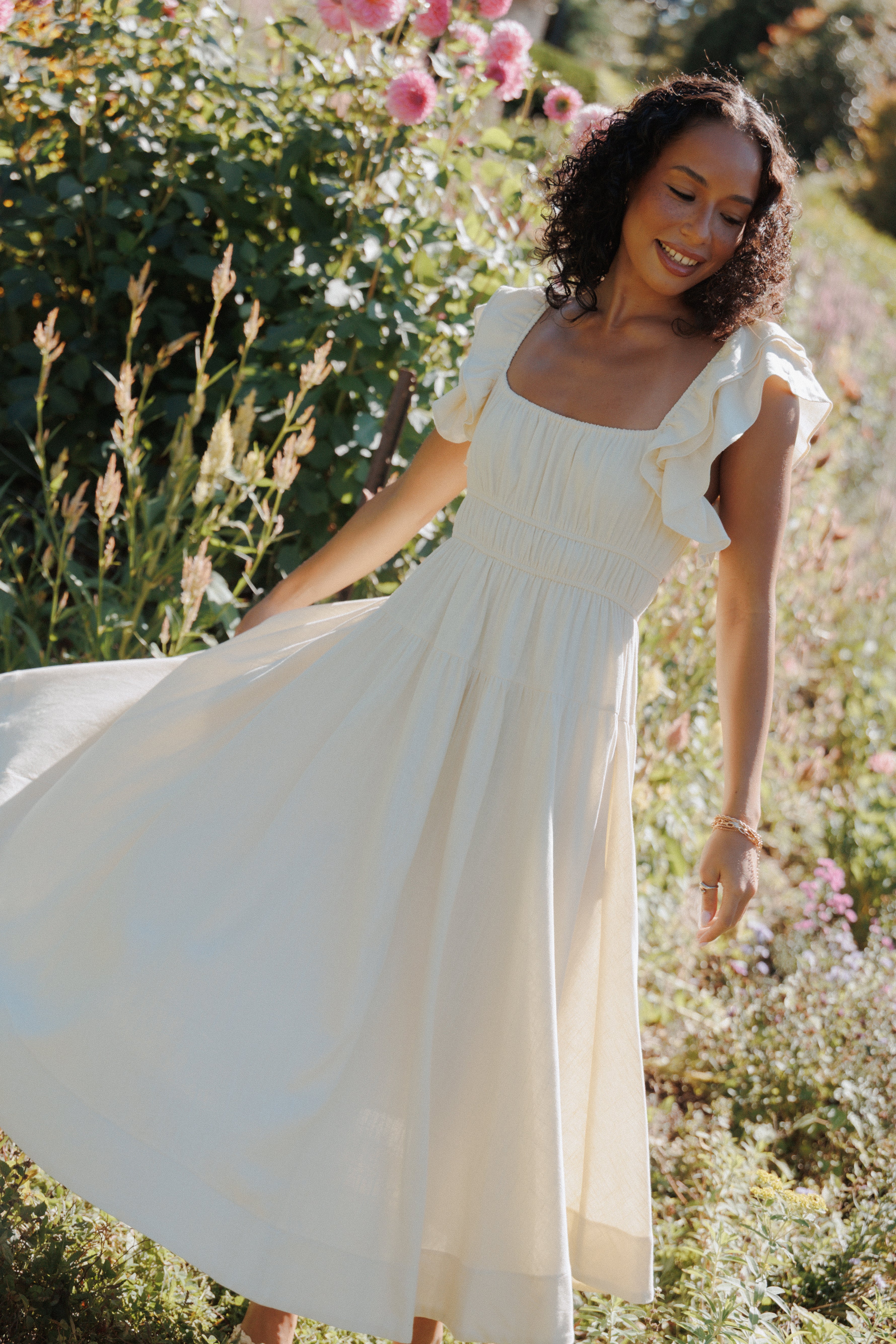 Petal and Pup USA DRESSES Linda Midi Dress - Butter Yellow