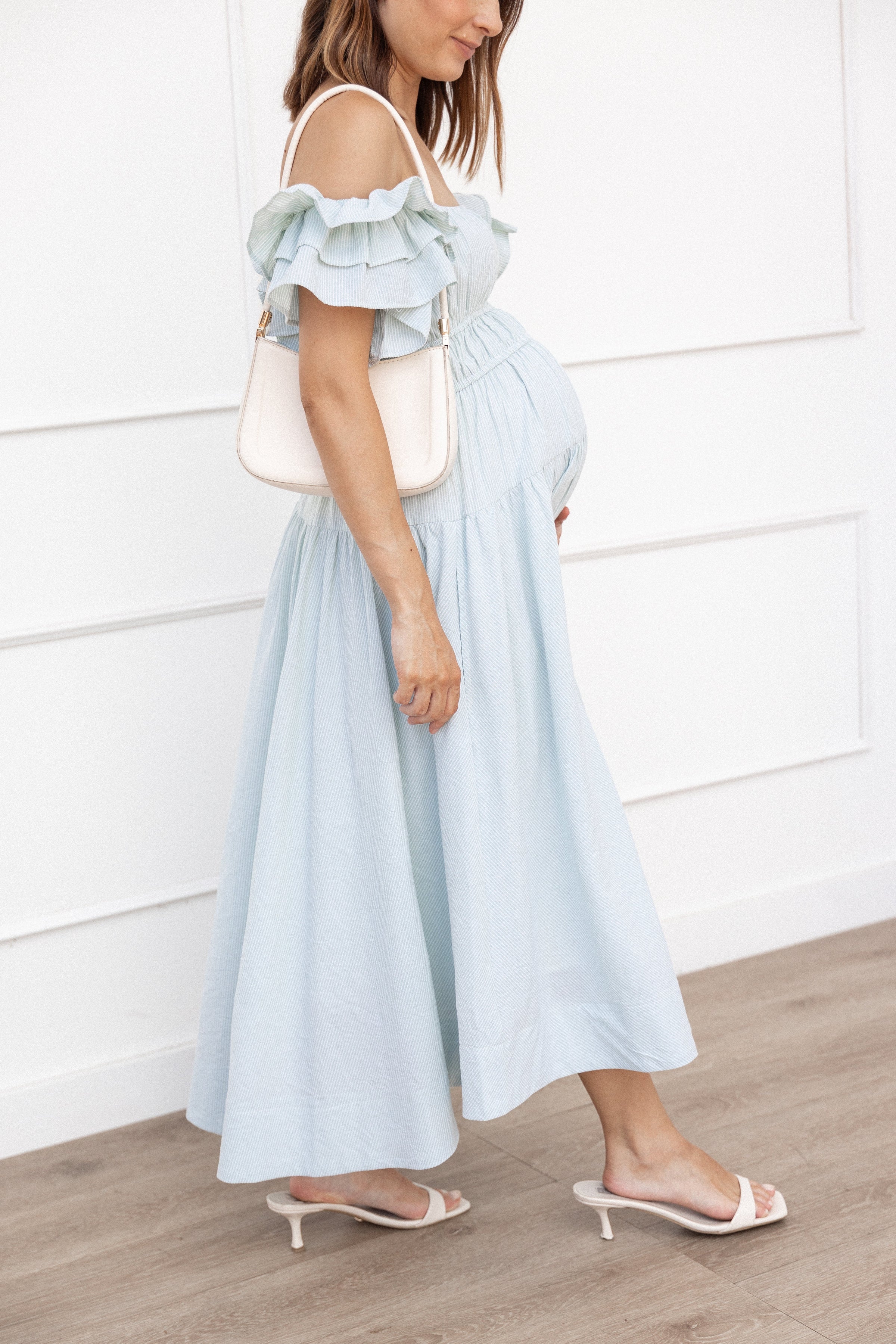 Petal and Pup USA DRESSES Linda Midi Dress - Green Stripe