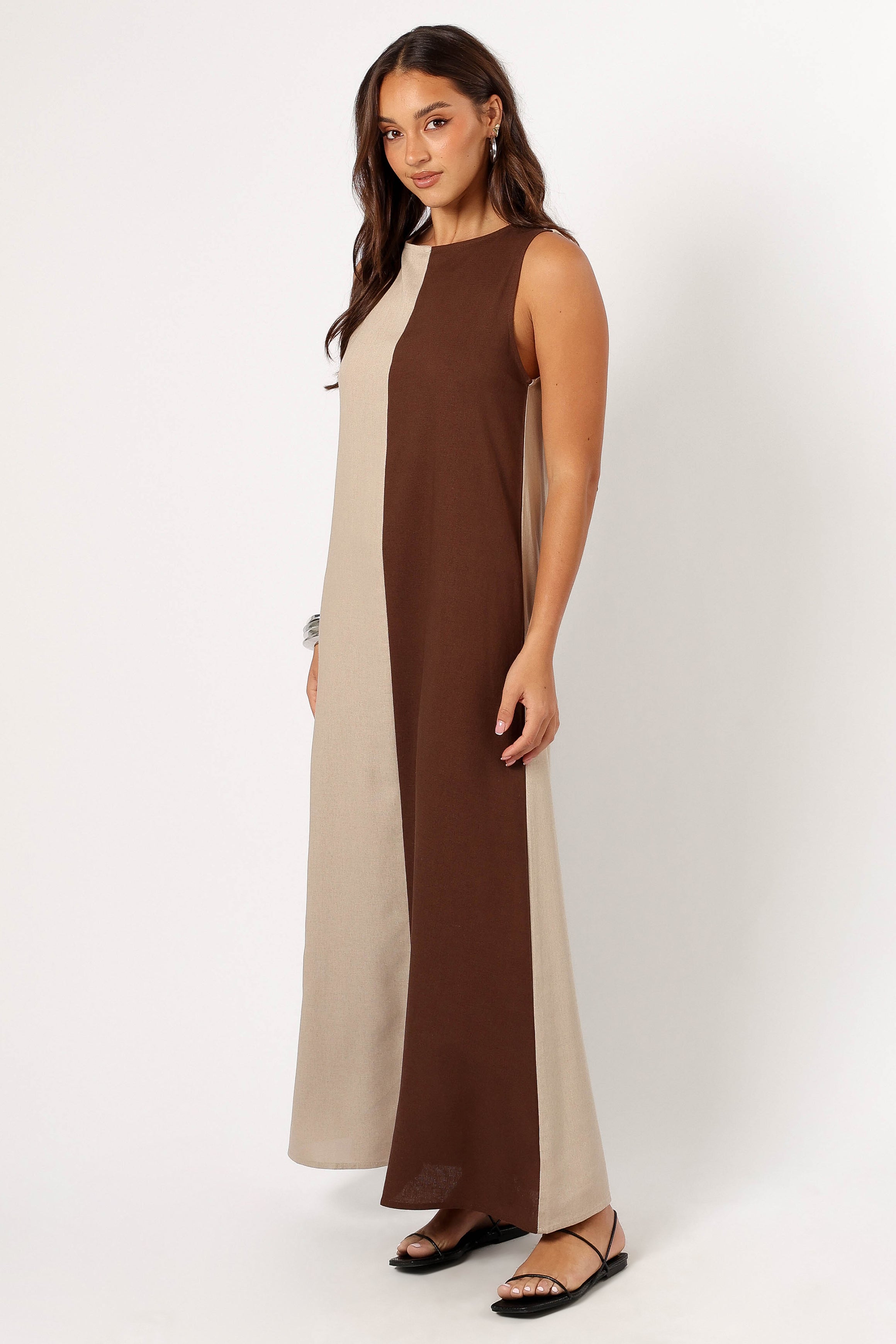 Petal and Pup USA DRESSES Lindi Maxi Dress - Brown/Beige