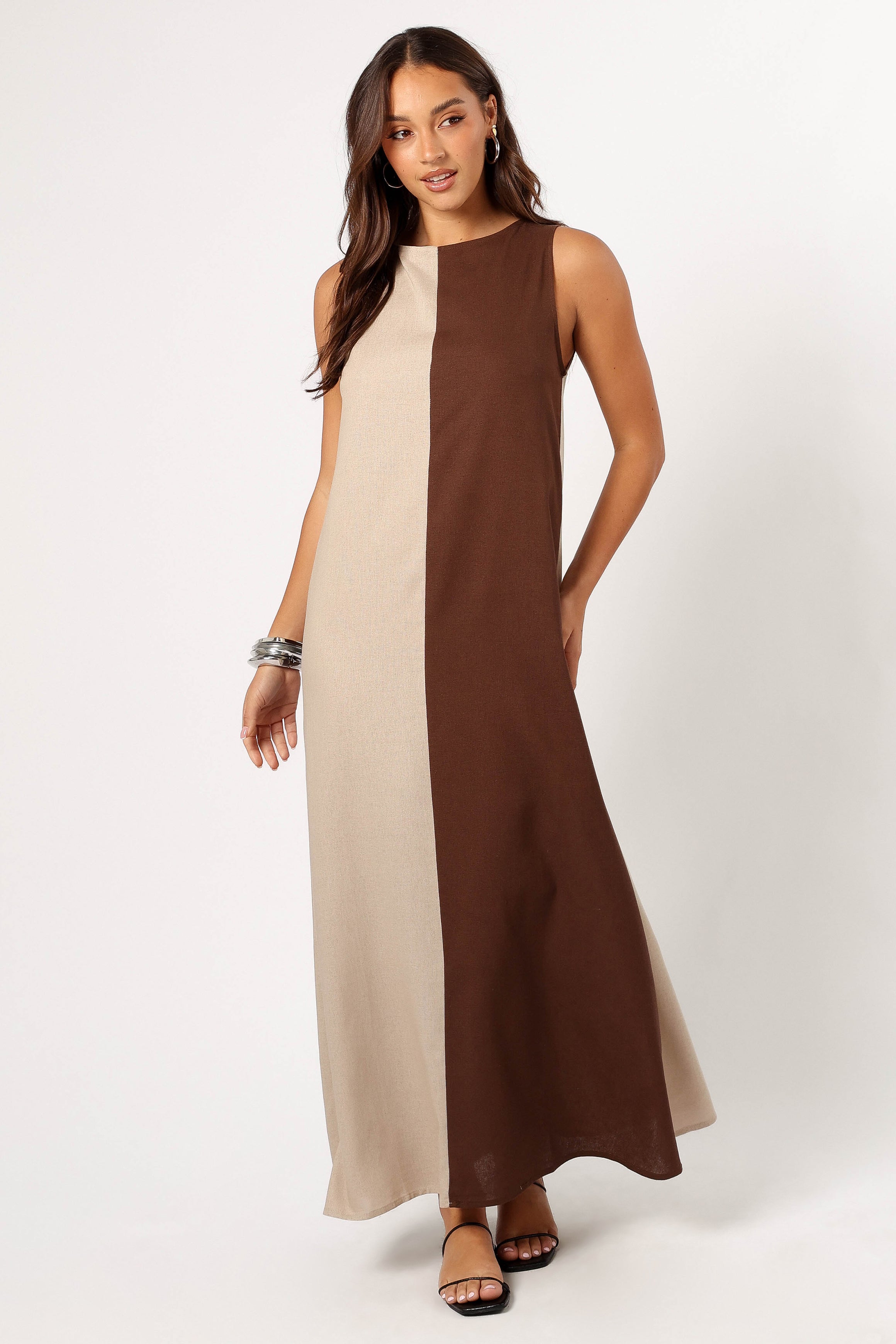 Petal and Pup USA DRESSES Lindi Maxi Dress - Brown/Beige