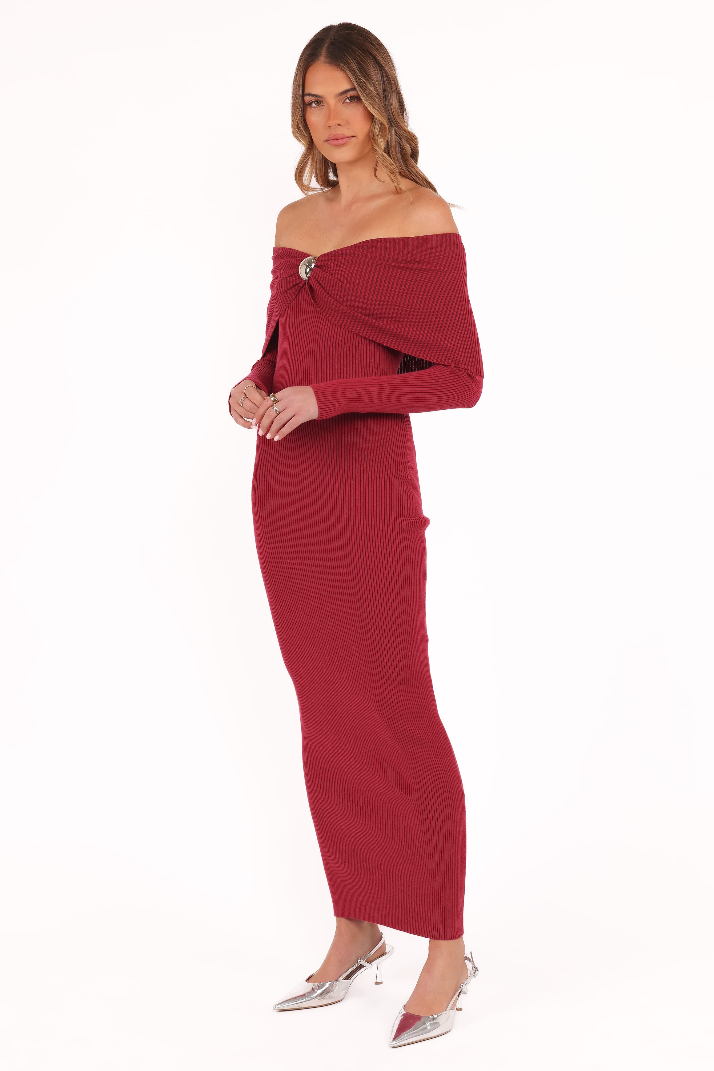 Petal and Pup USA DRESSES Lindsey Knit Dress - Dark Red