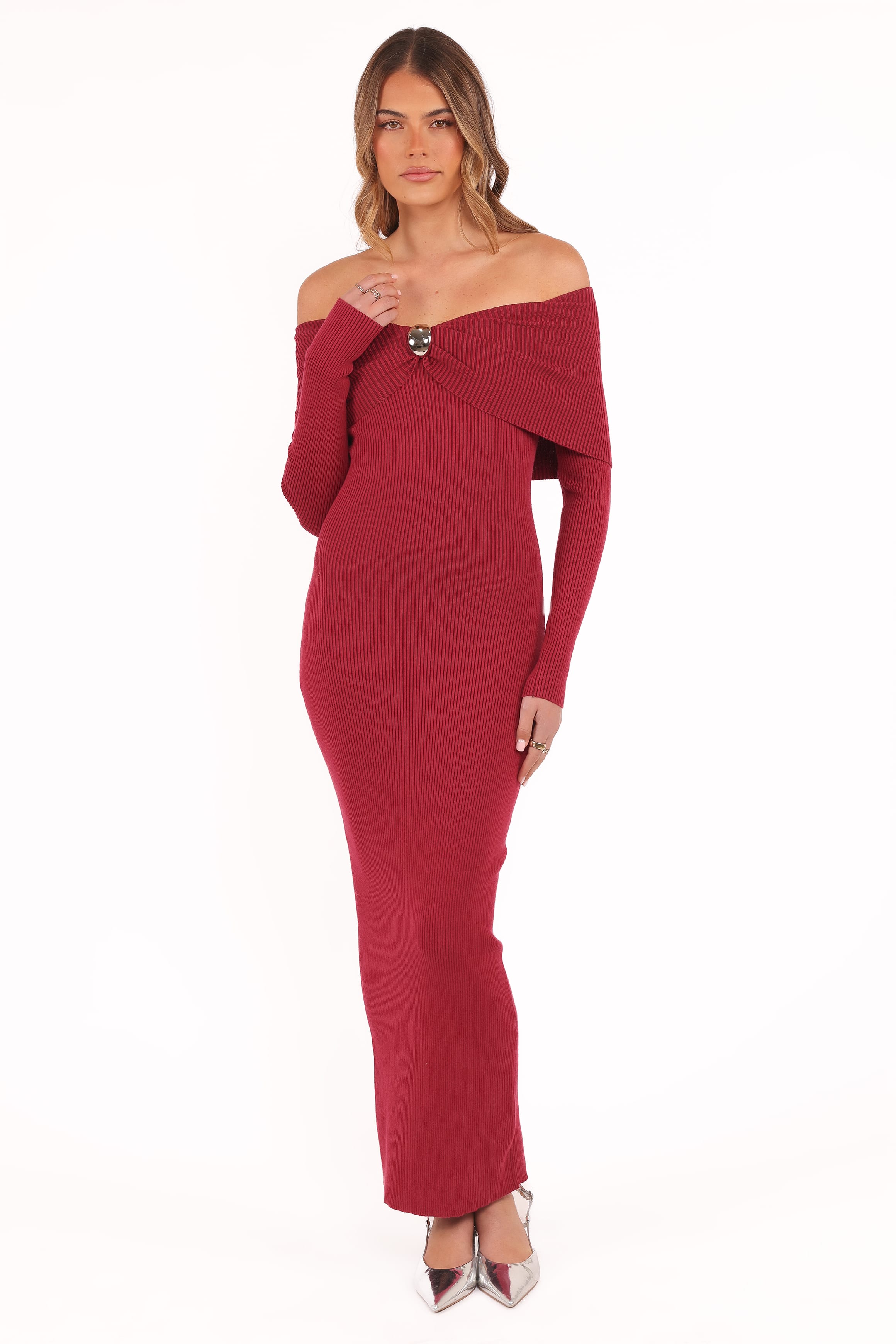 Petal and Pup USA DRESSES Lindsey Knit Dress - Dark Red