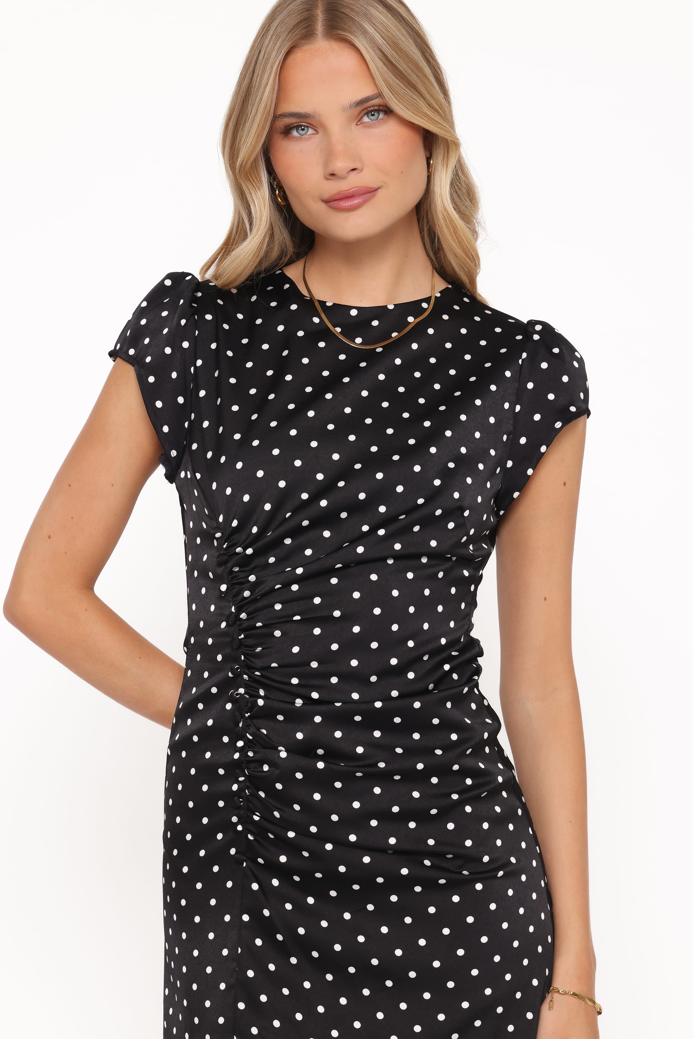 Petal and Pup USA DRESSES Lisbeth Midi Dress - Black Polka Dot