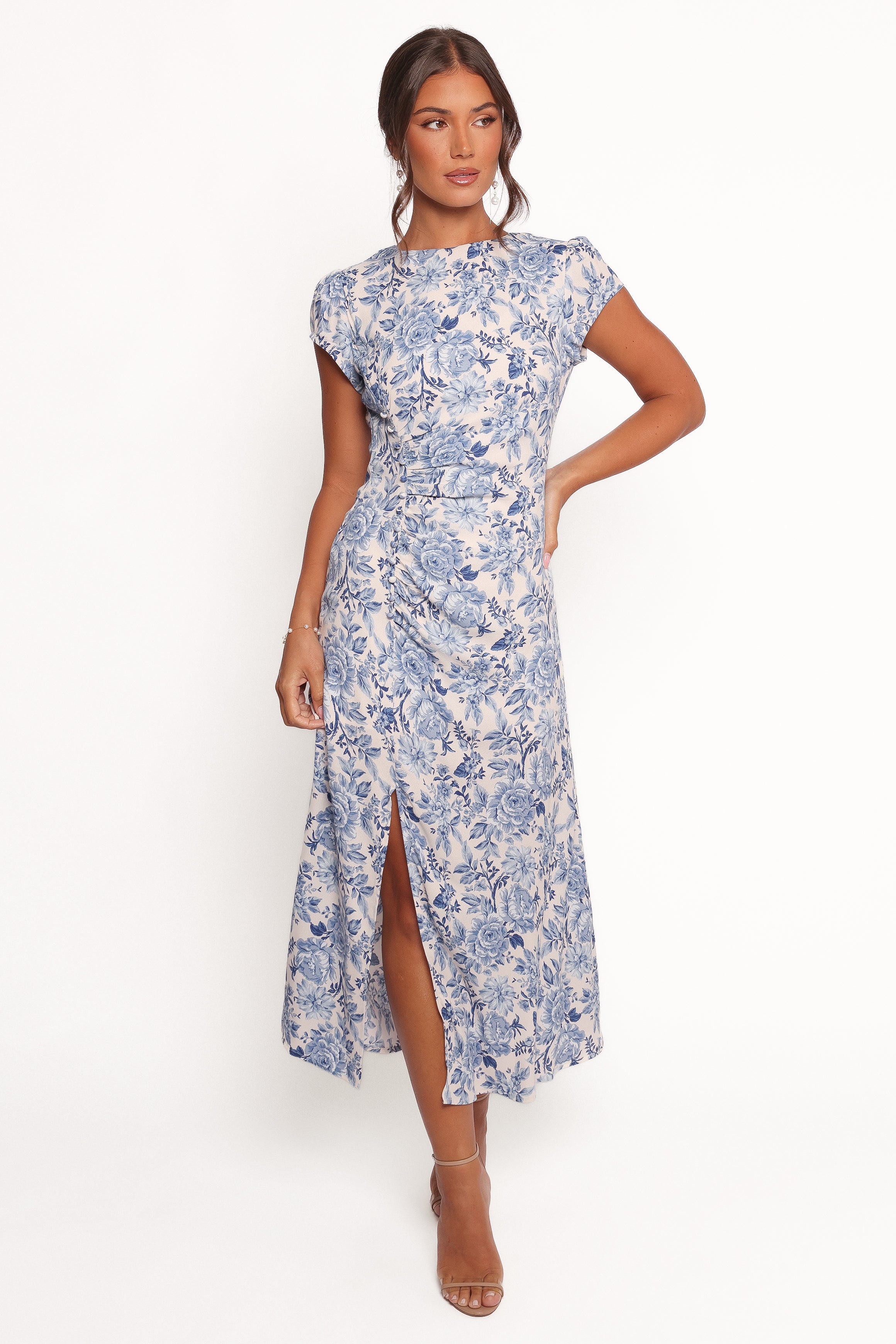 Petal and Pup USA DRESSES Lisbeth Midi Dress - Blue Floral
