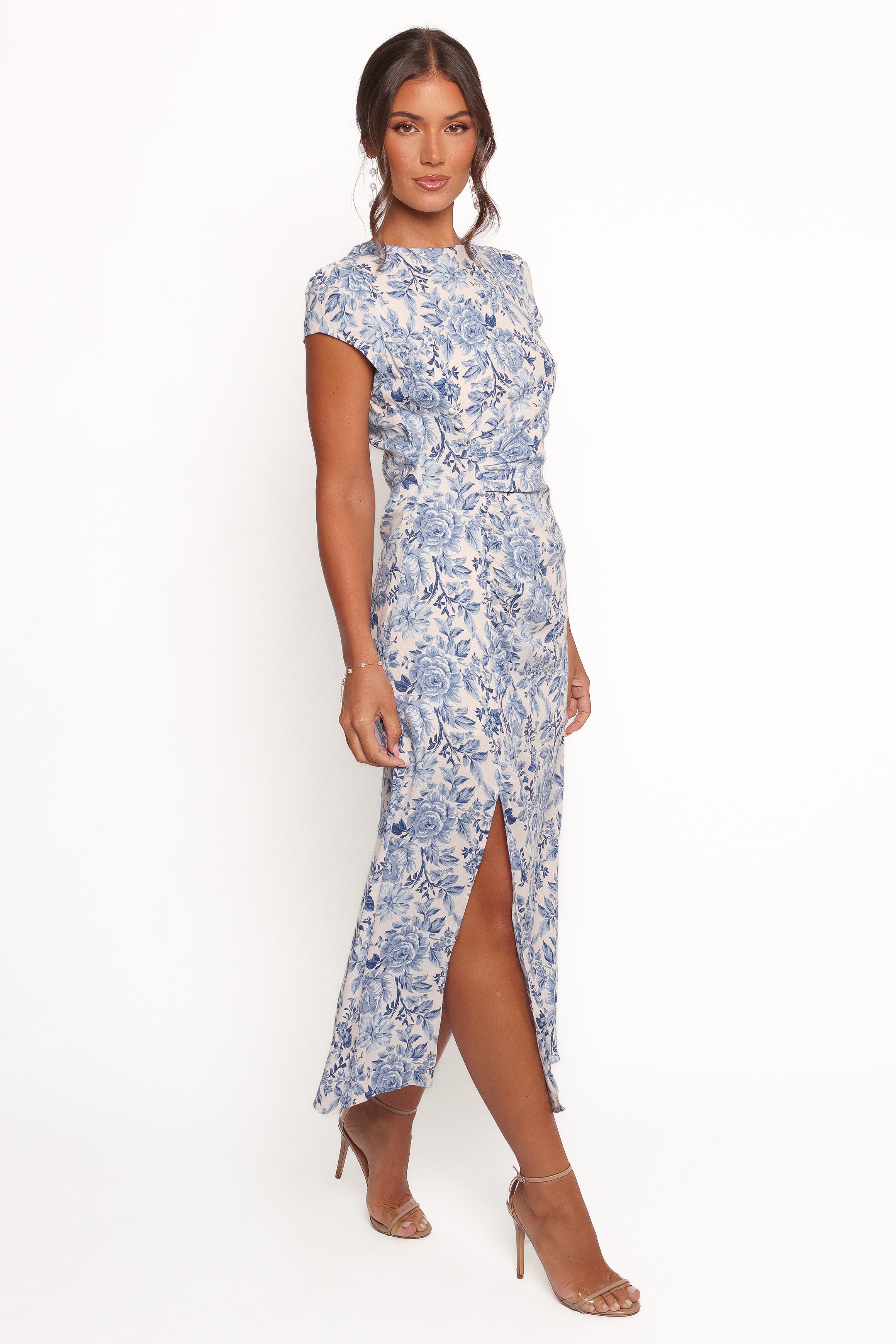 Petal and Pup USA DRESSES Lisbeth Midi Dress - Blue Floral