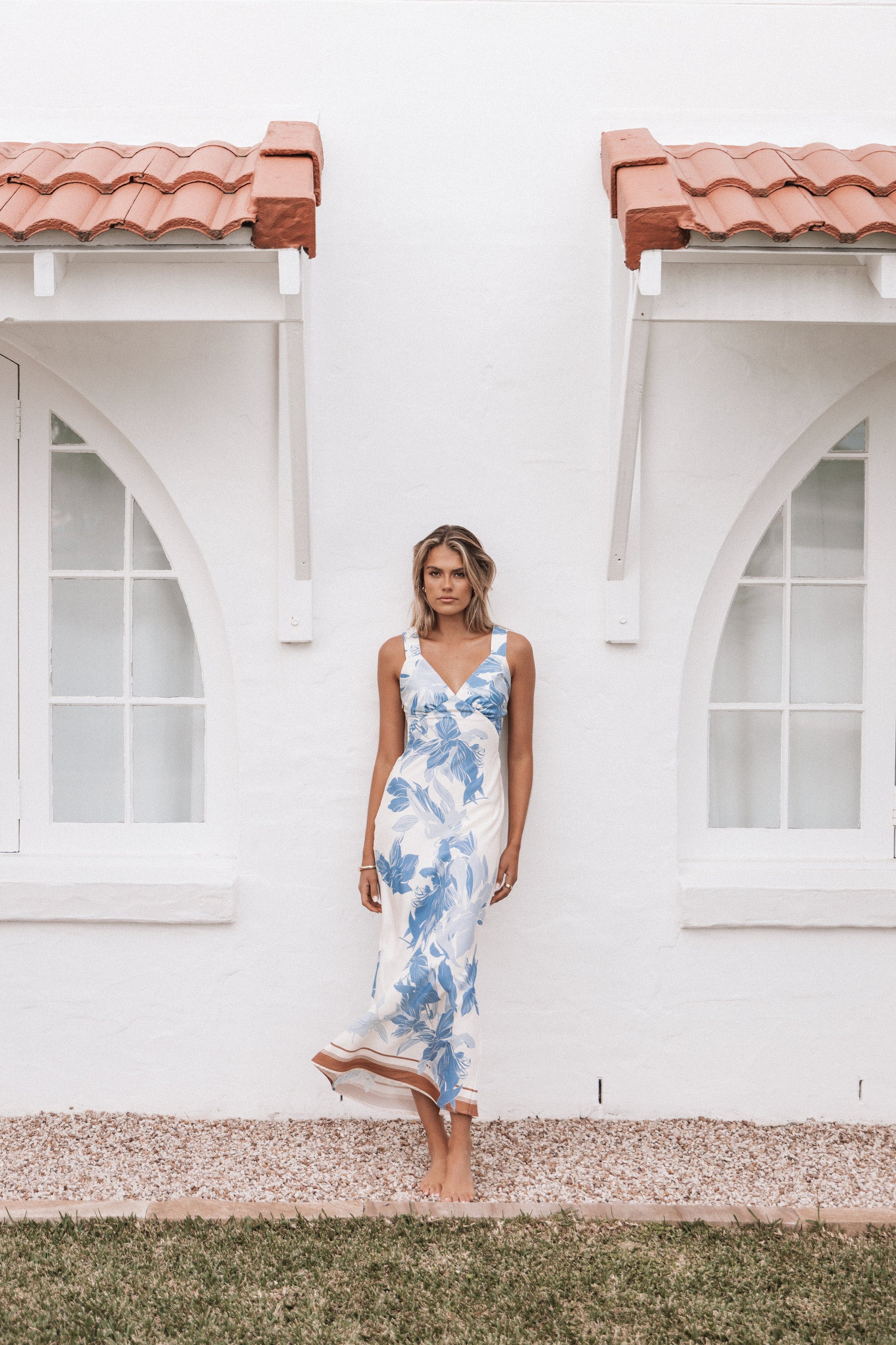 Petal and Pup USA DRESSES Lizza Maxi Dress - Pale Blue Print