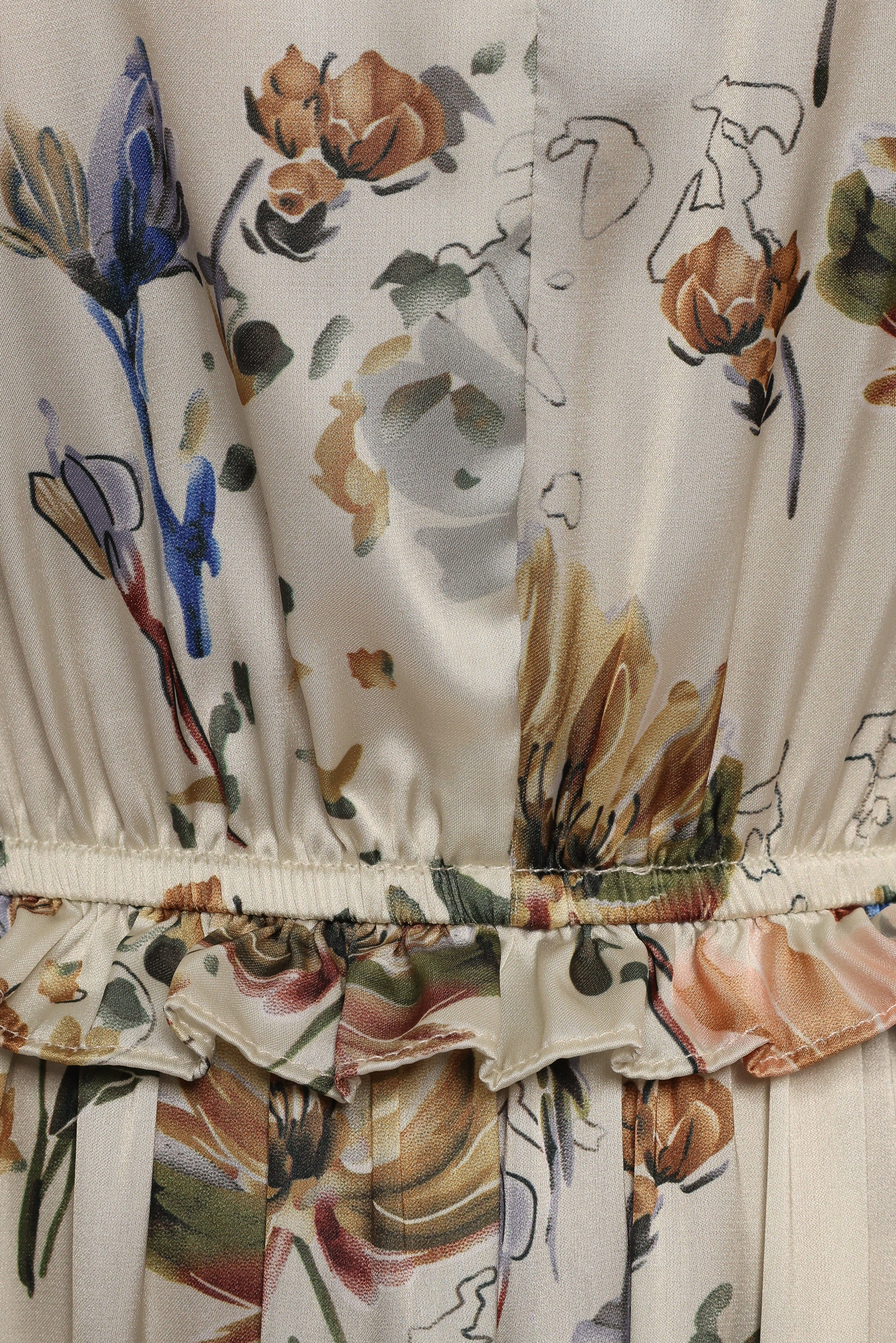Petal and Pup USA DRESSES Lizzie Midi Dress - Cream Floral