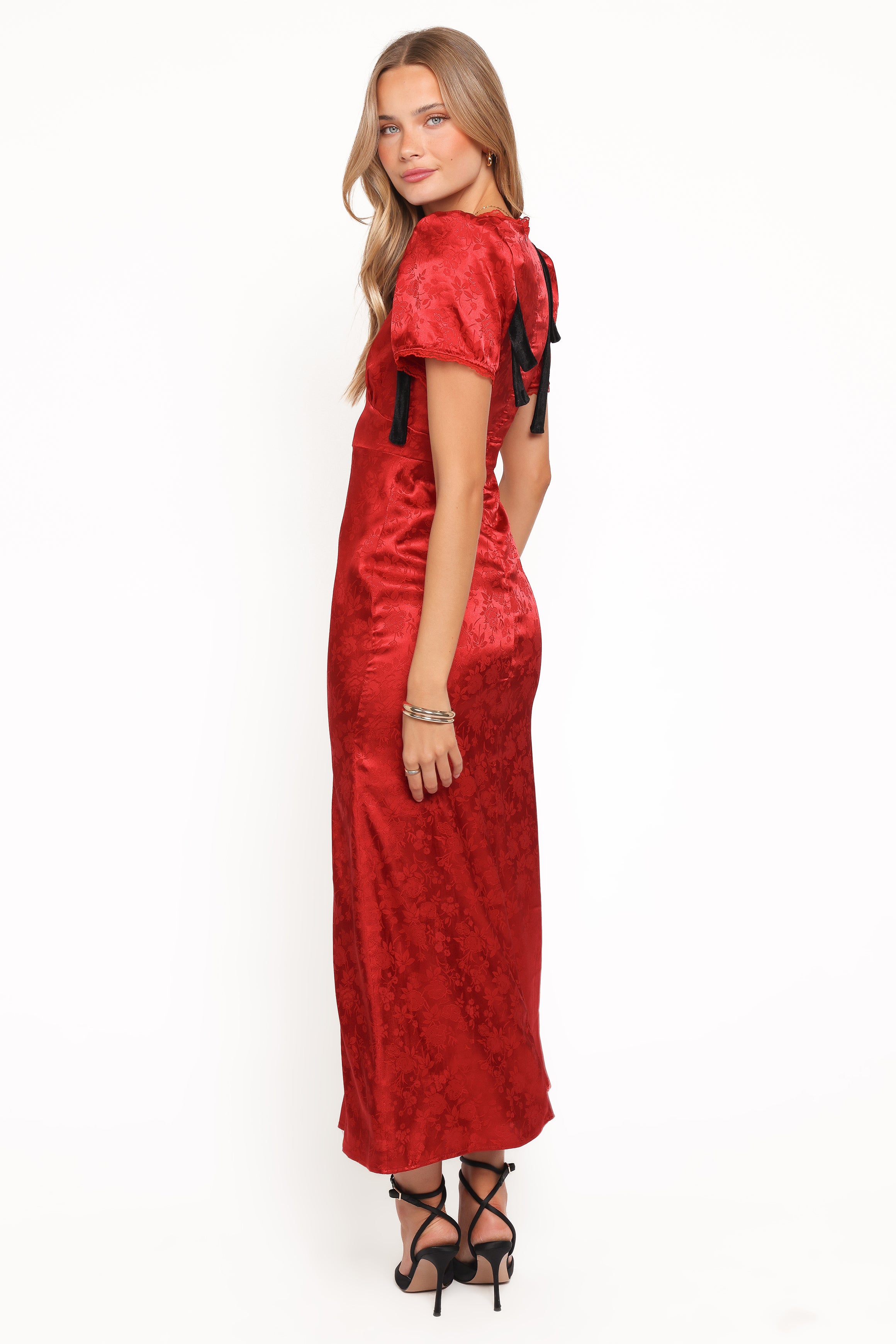 Petal and Pup USA DRESSES Lomandra Maxi Dress - Red Jacquard