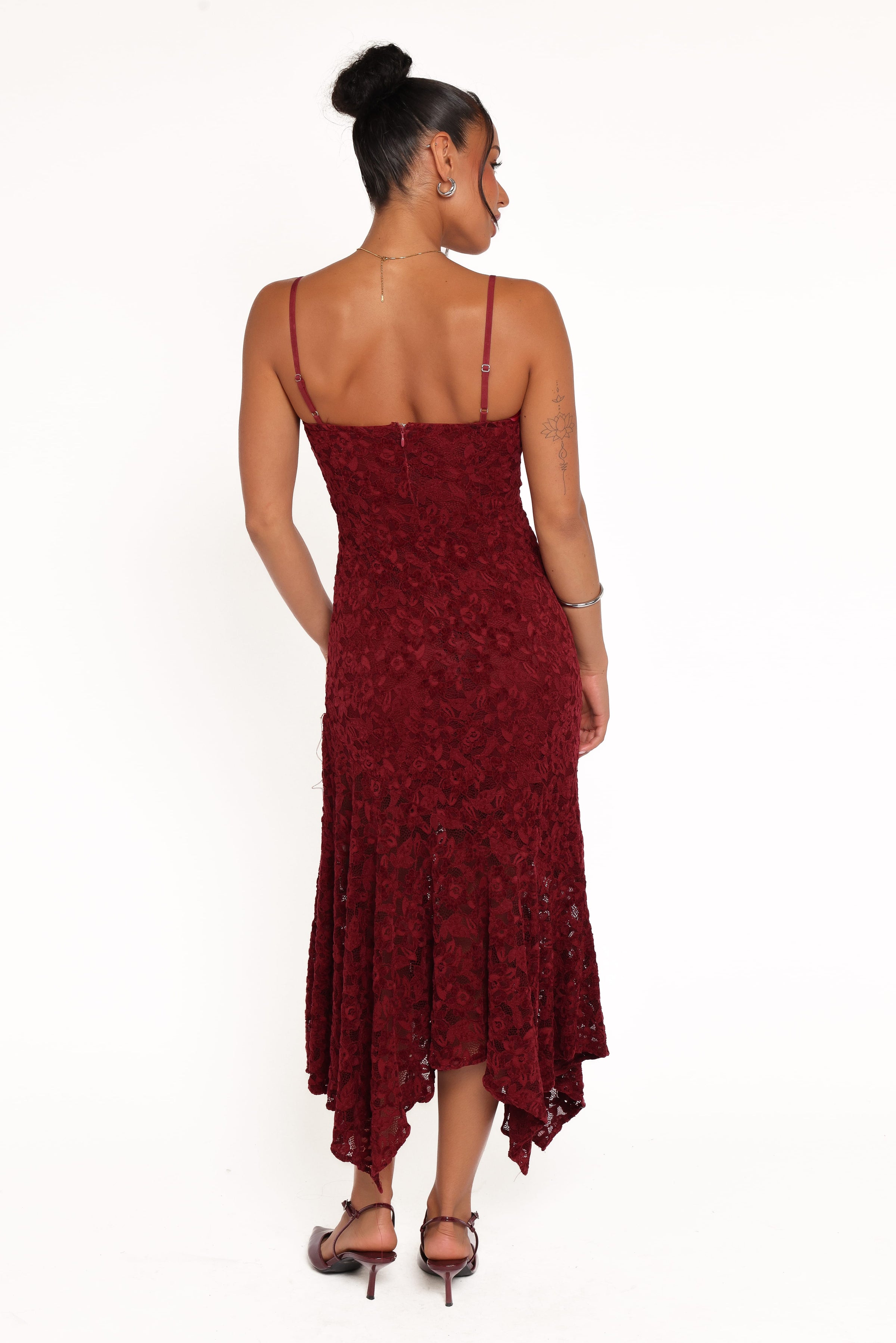Petal and Pup USA DRESSES Lorde Midi Dress - Burgundy Lace