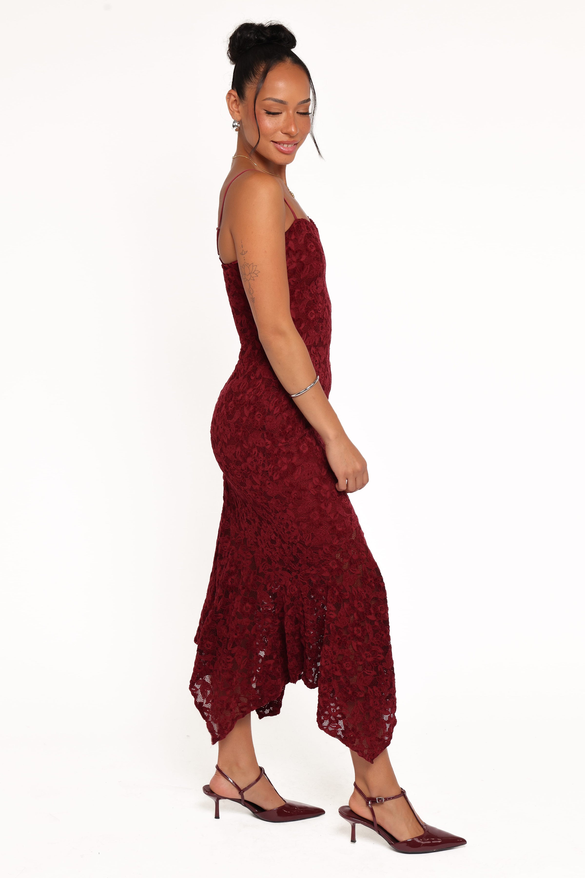 Petal and Pup USA DRESSES Lorde Midi Dress - Burgundy Lace