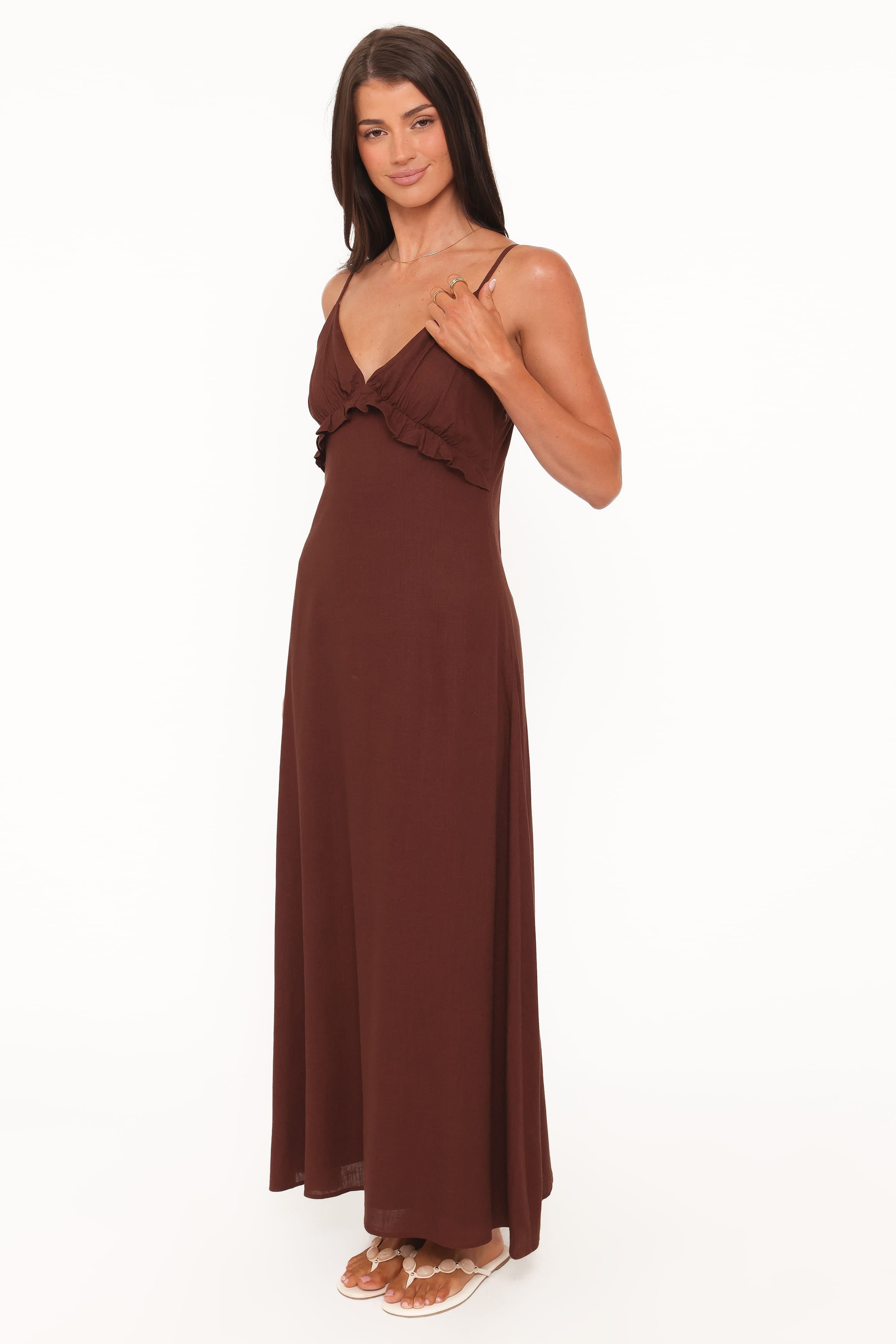 Petal and Pup USA DRESSES Lorella Midi Dress - Dark Brown