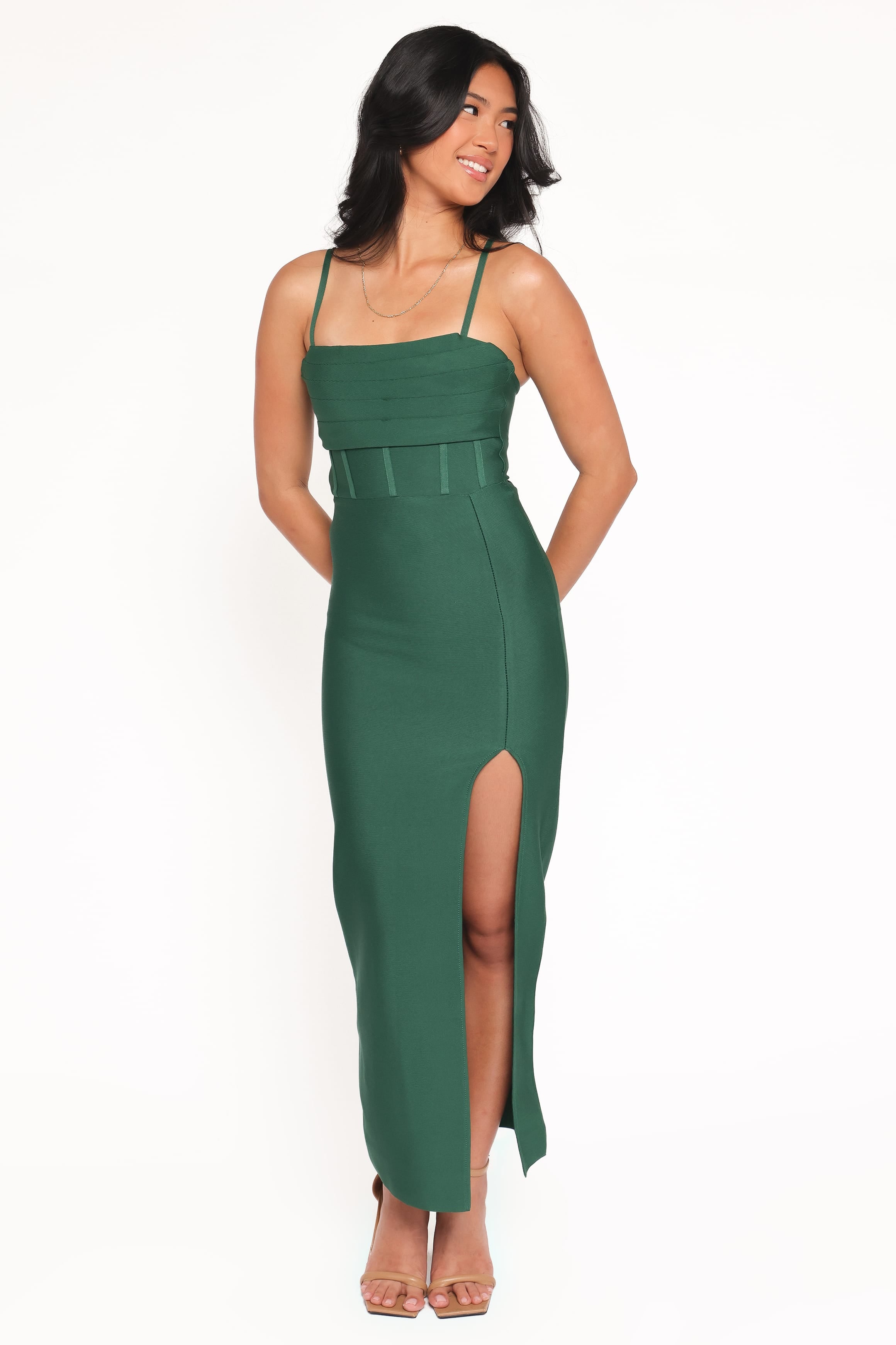 Petal and Pup USA DRESSES Louisa Midi Dress - Emerald Green