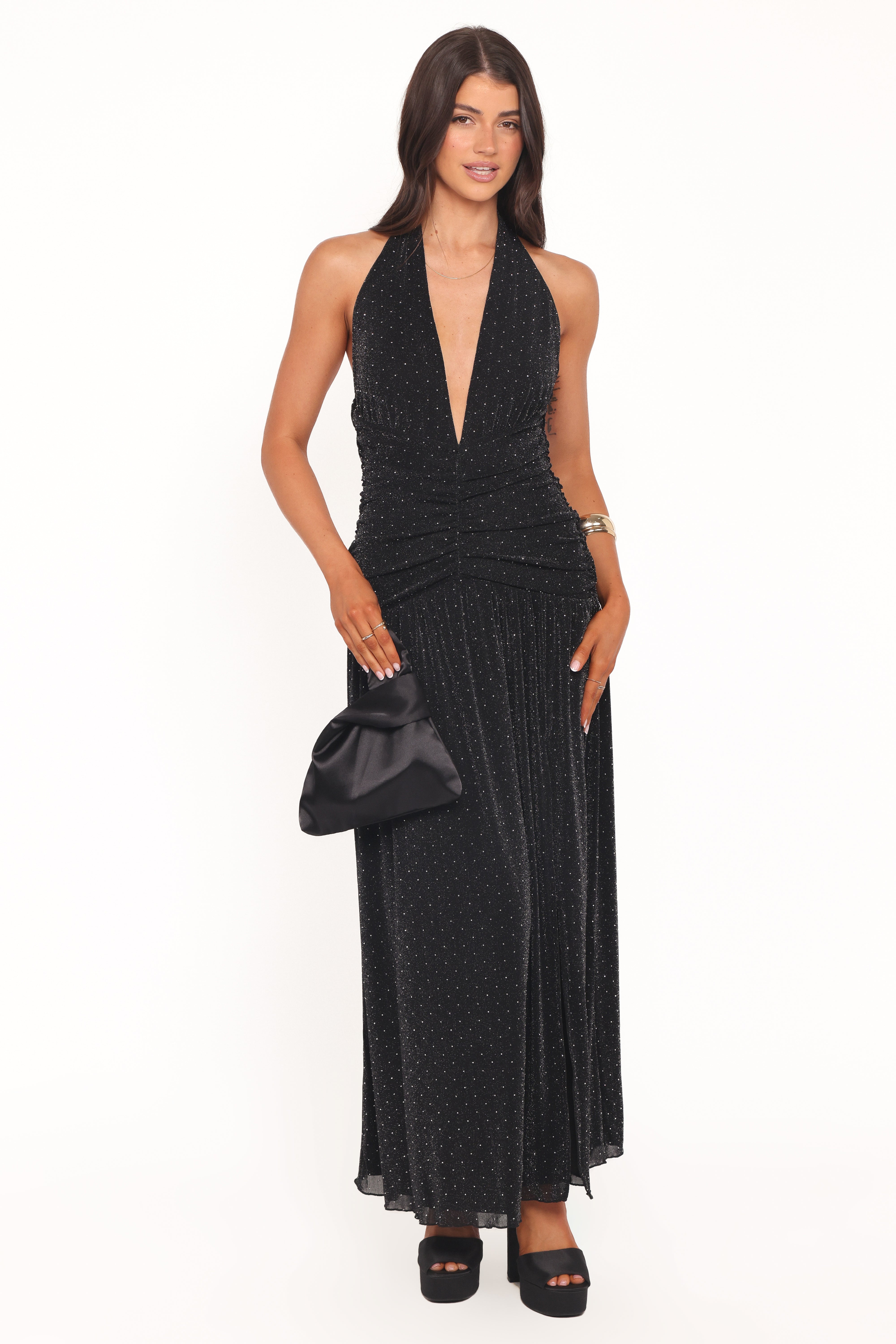 Petal and Pup USA DRESSES Lucas Halterneck Maxi Dress - Black