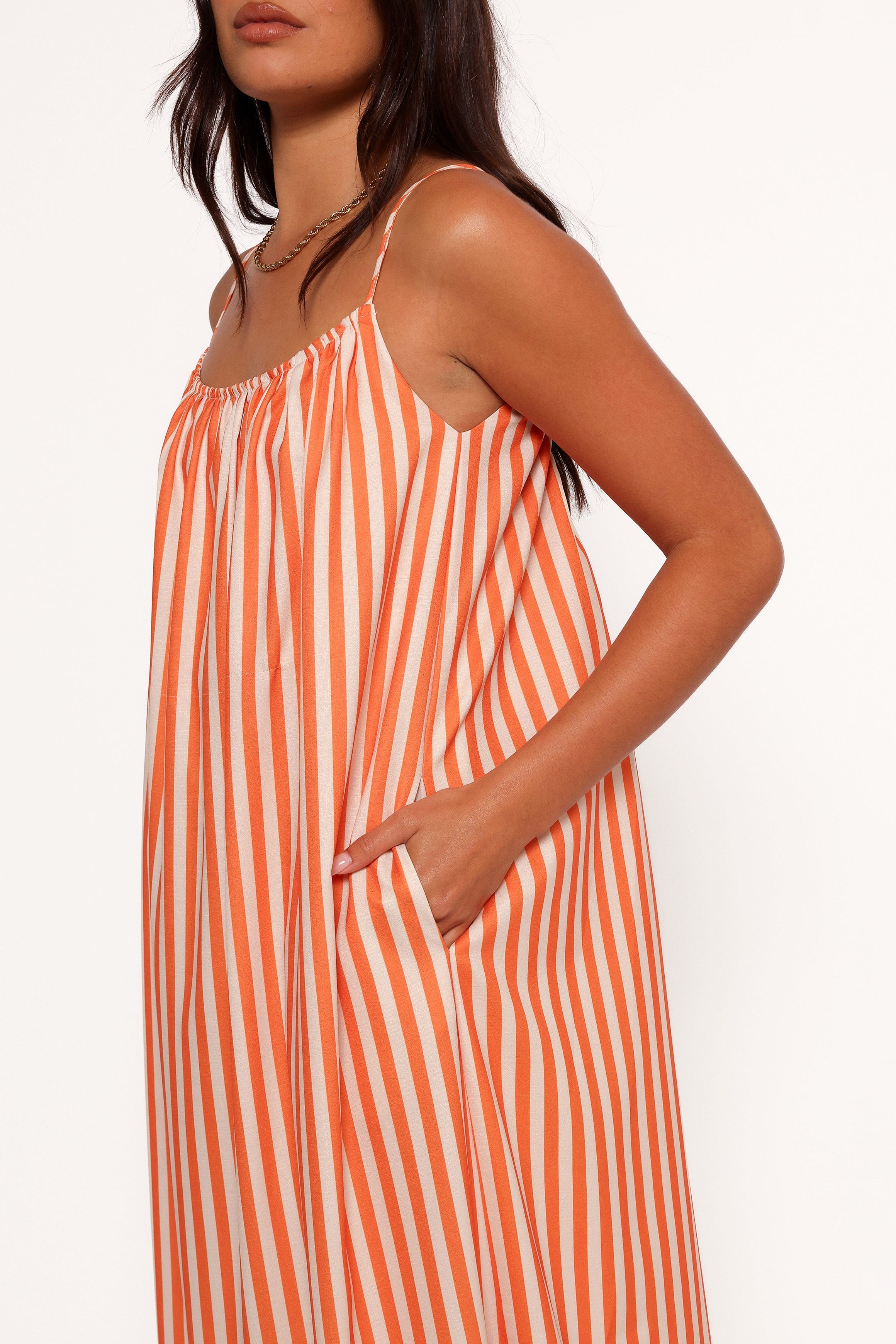 Petal and Pup USA DRESSES Lumina Maxi Dress - Orange Beige Stripe (Hold for Rack)