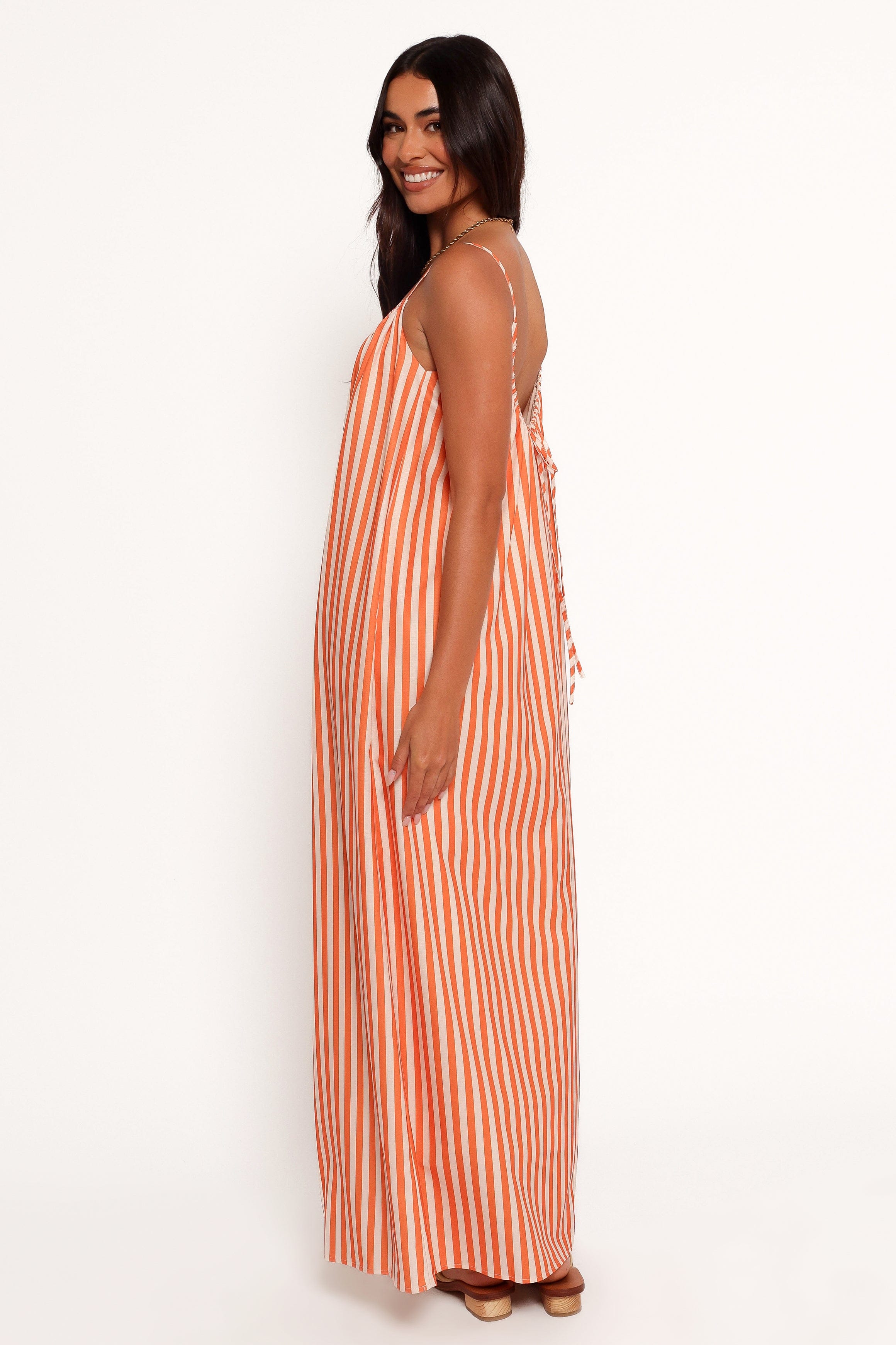 Petal and Pup USA DRESSES Lumina Maxi Dress - Orange Beige Stripe (Hold for Rack)