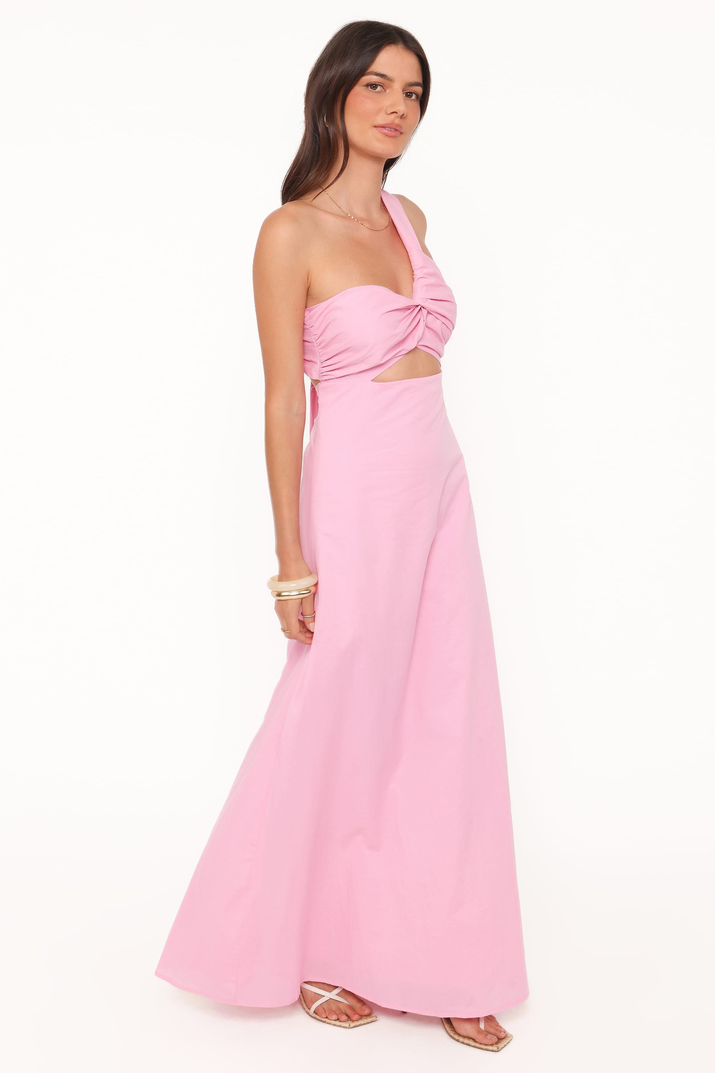 Petal and Pup USA DRESSES Luna One Shoulder Maxi Dress - Pink