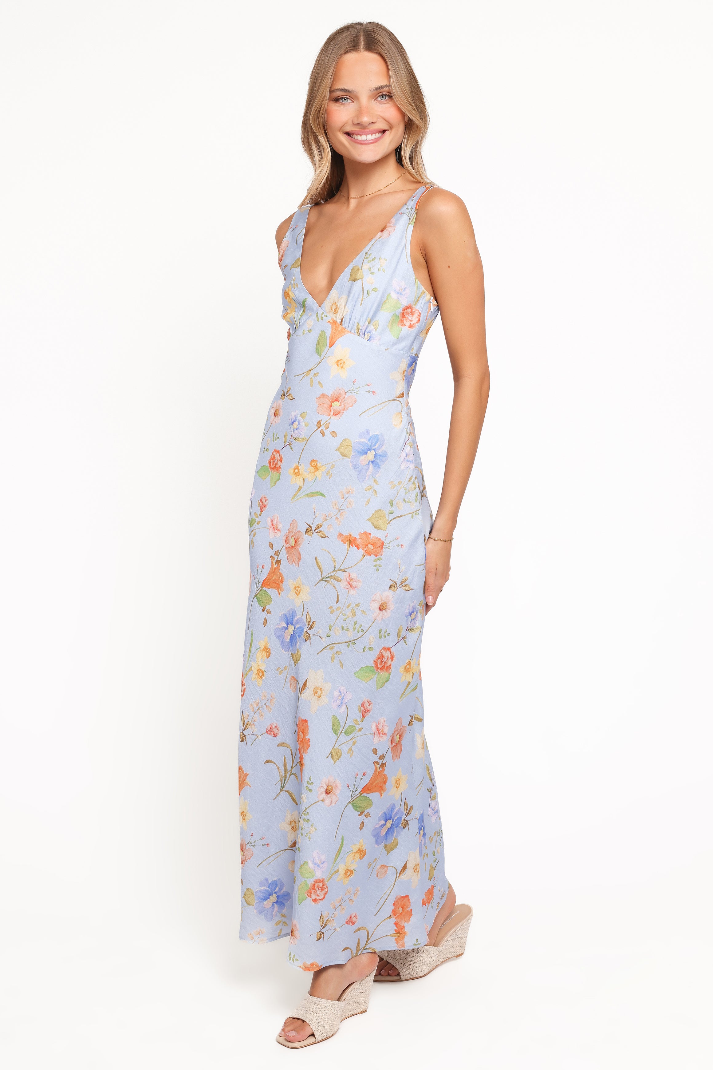 Petal and Pup USA DRESSES Lunaria Maxi Dress - Blue Floral