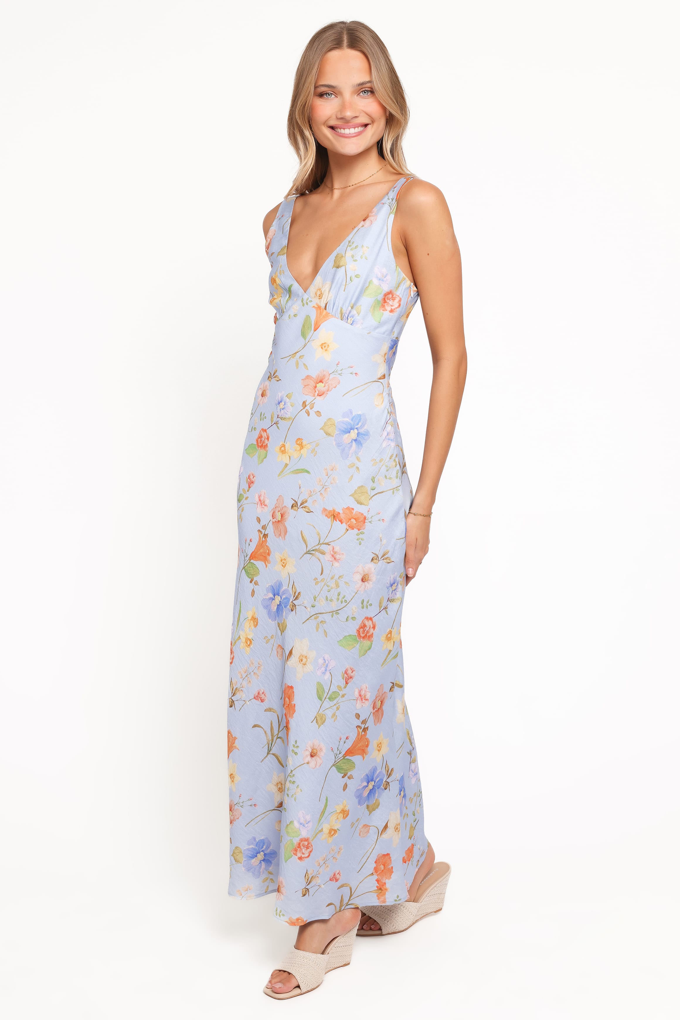 Petal and Pup USA DRESSES Lunaria Maxi Dress - Blue Floral