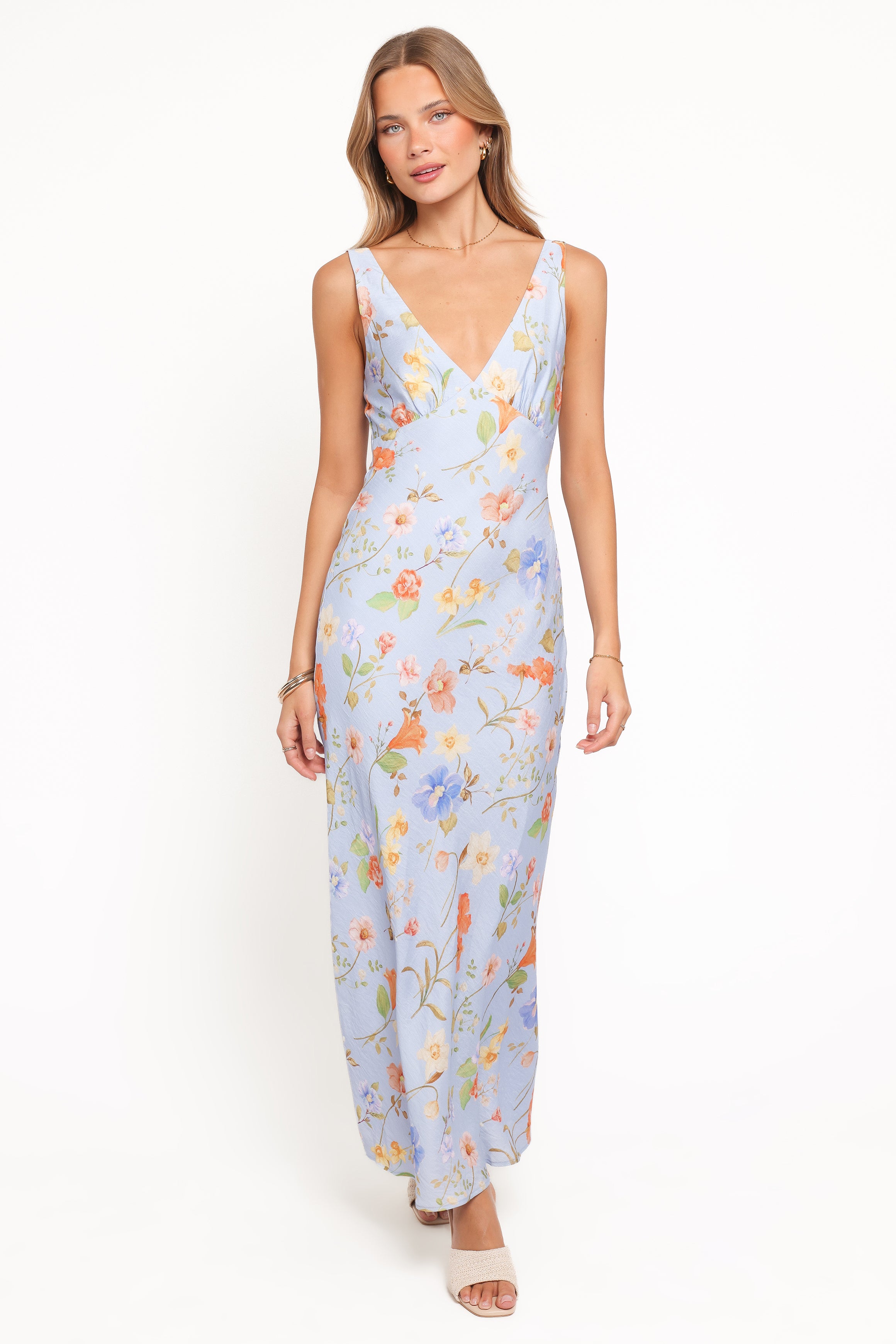 Petal and Pup USA DRESSES Lunaria Maxi Dress - Blue Floral