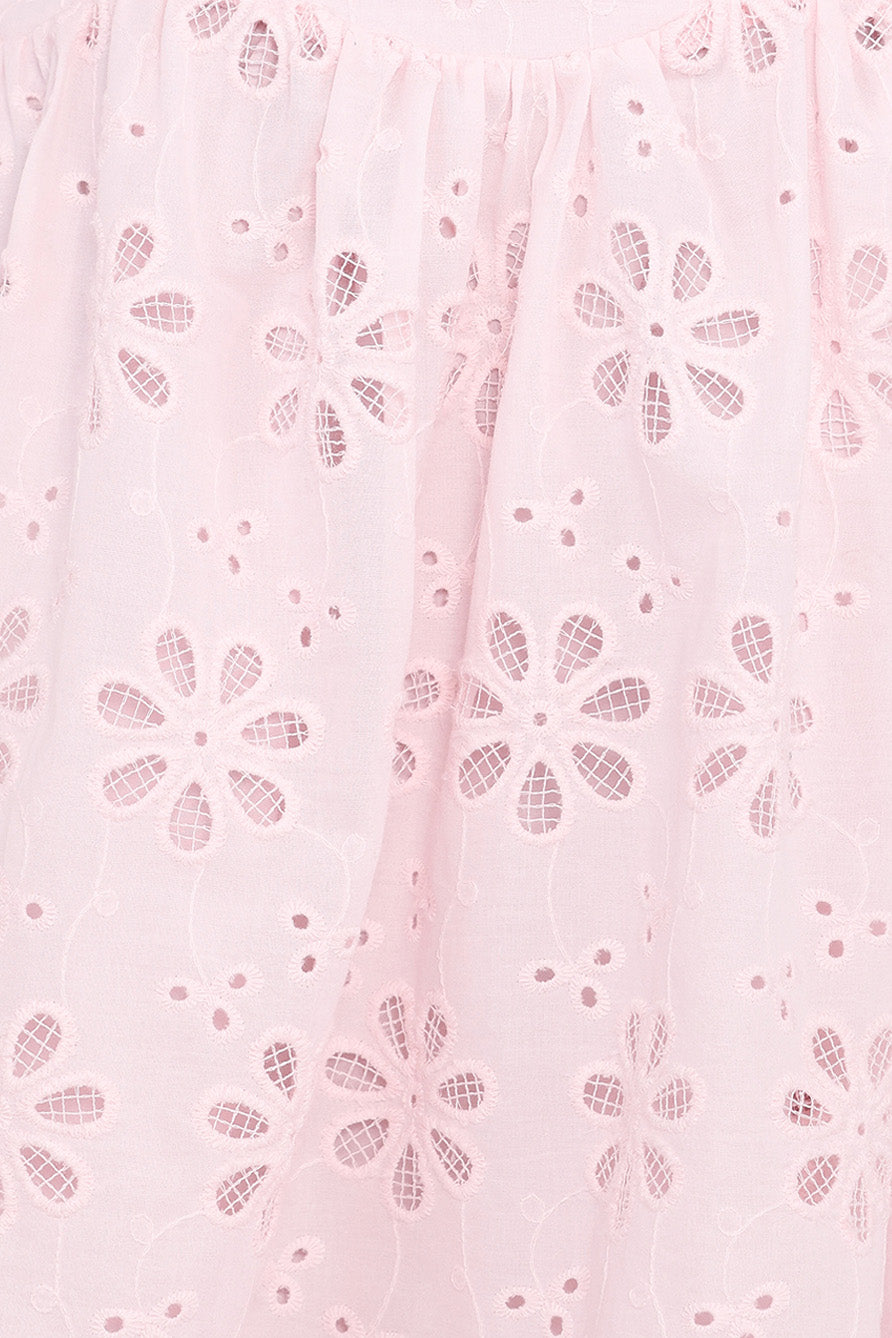 Petal and Pup USA DRESSES Lynne Mini Dress - Pink Broderie