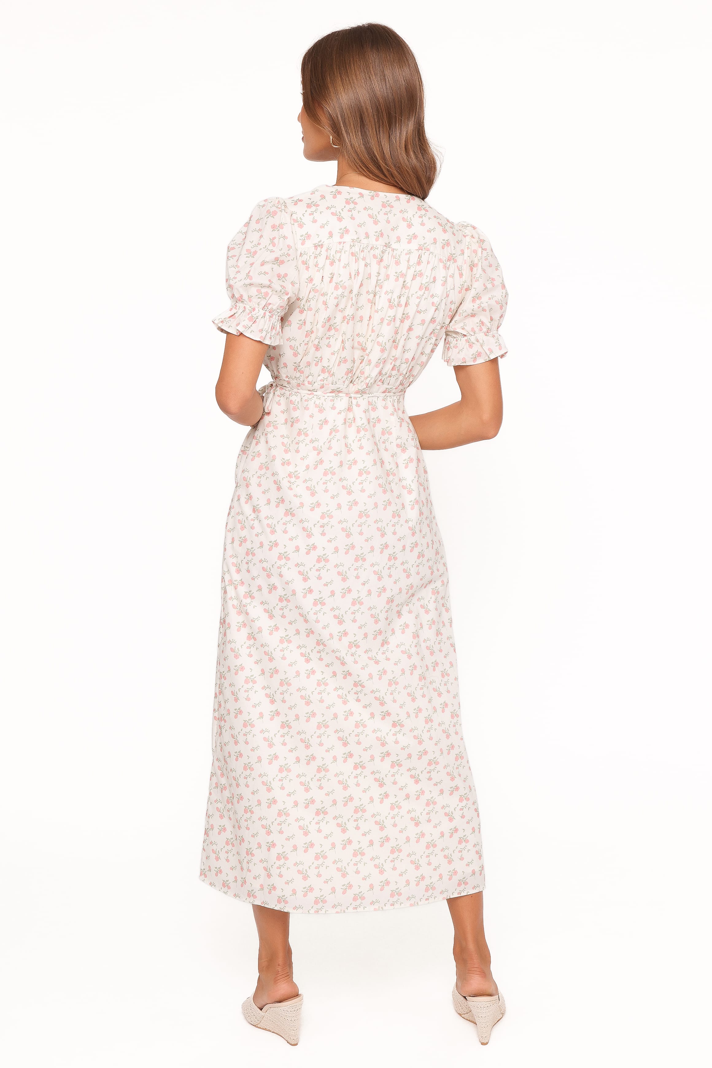 Petal and Pup USA DRESSES Mabella Midi Dress - Peach Ditsy Floral