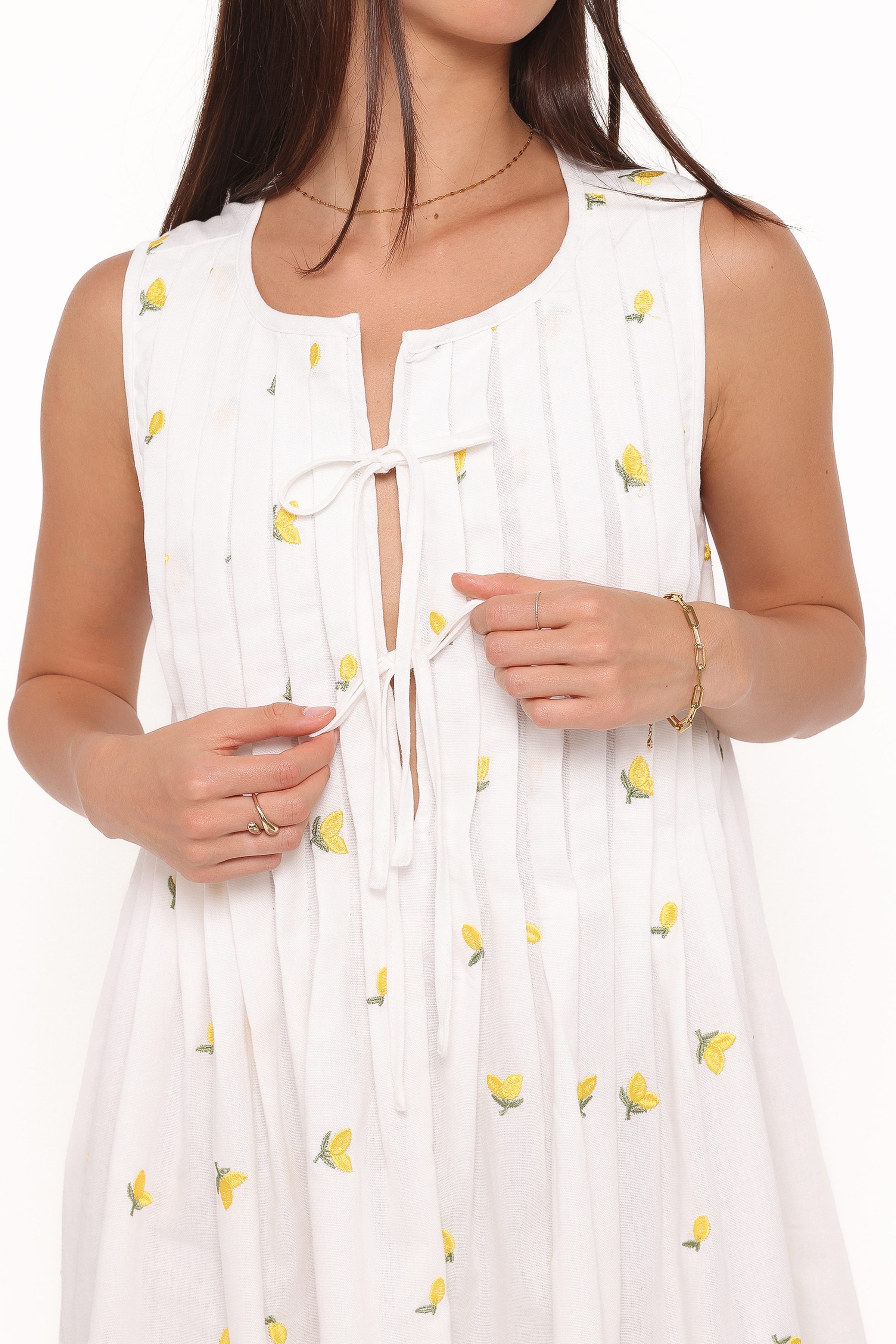 Petal and Pup USA DRESSES Madeline Mini Dress - Embroidered Lemons