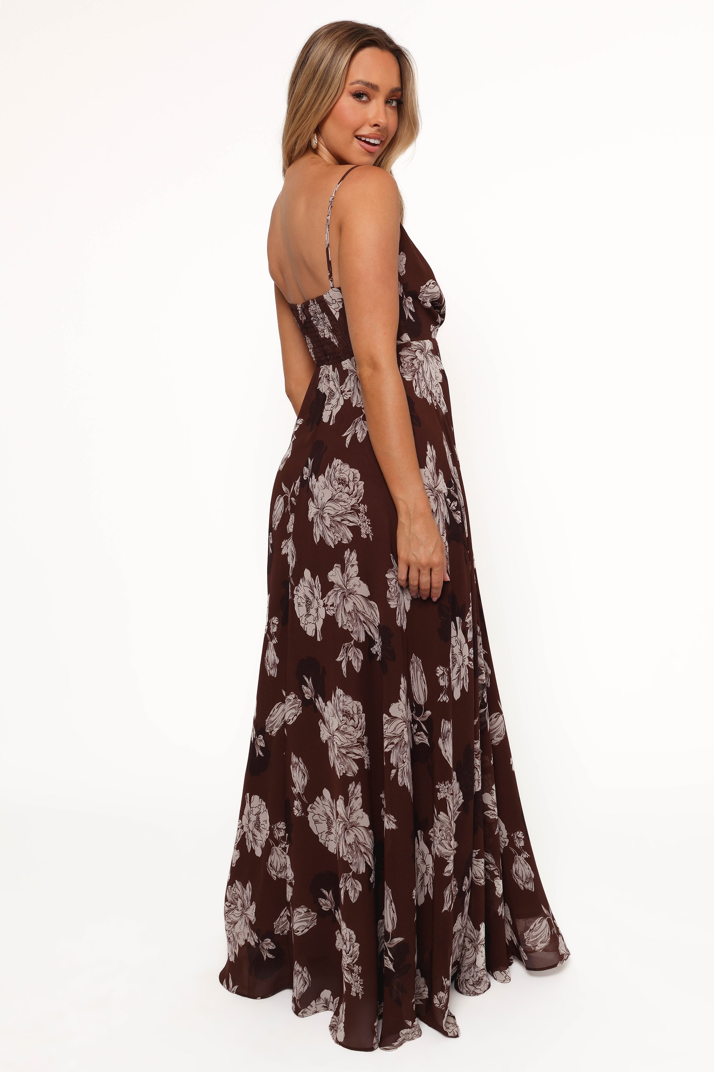 Petal and Pup USA DRESSES Madilyn Maxi Dress - Brown Floral