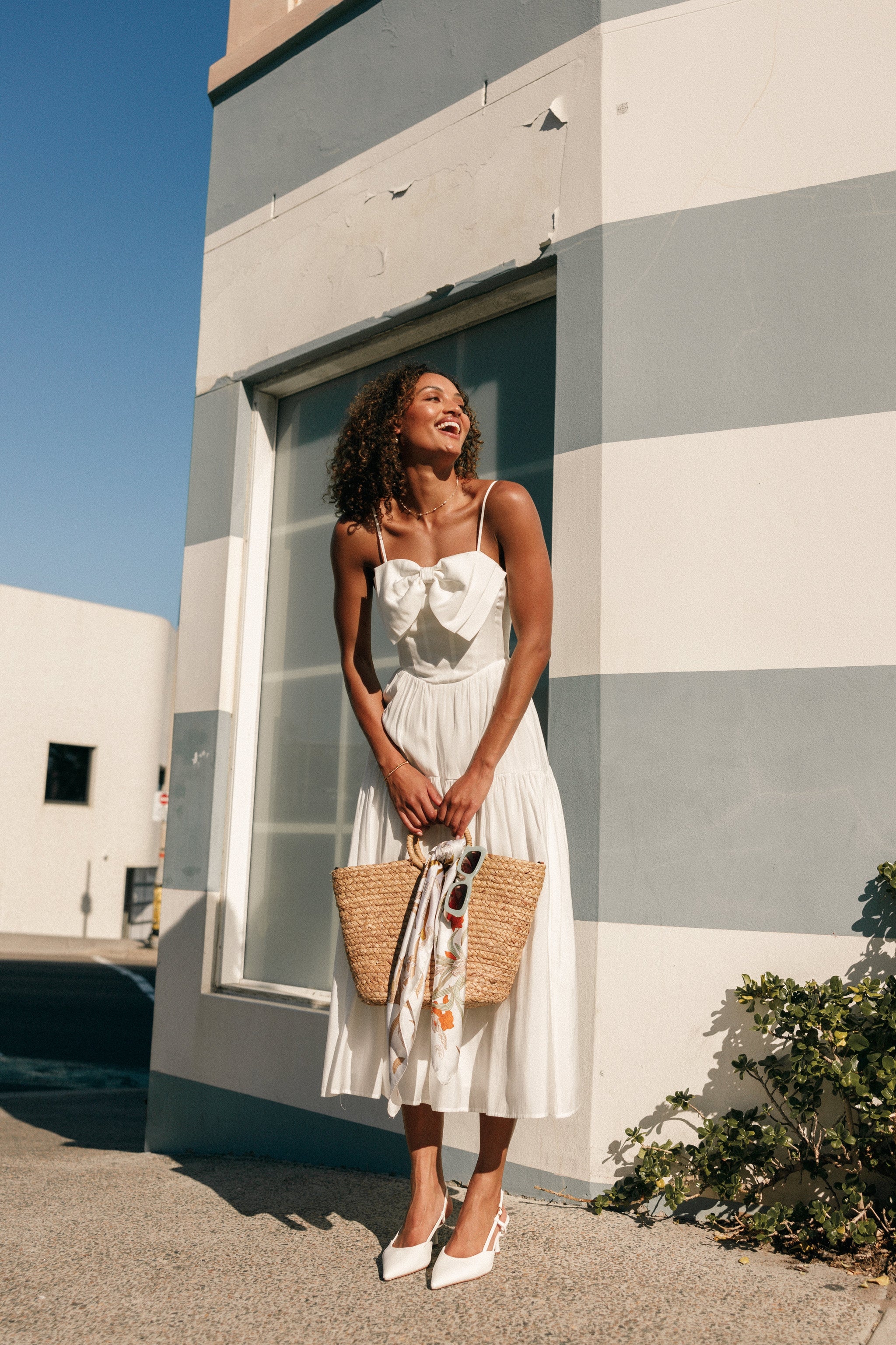Maeve Midi Bow Dress - Ivory | Petal & Pup USA Maeve Midi Bow Dress - Ivory | Petal & Pup USA