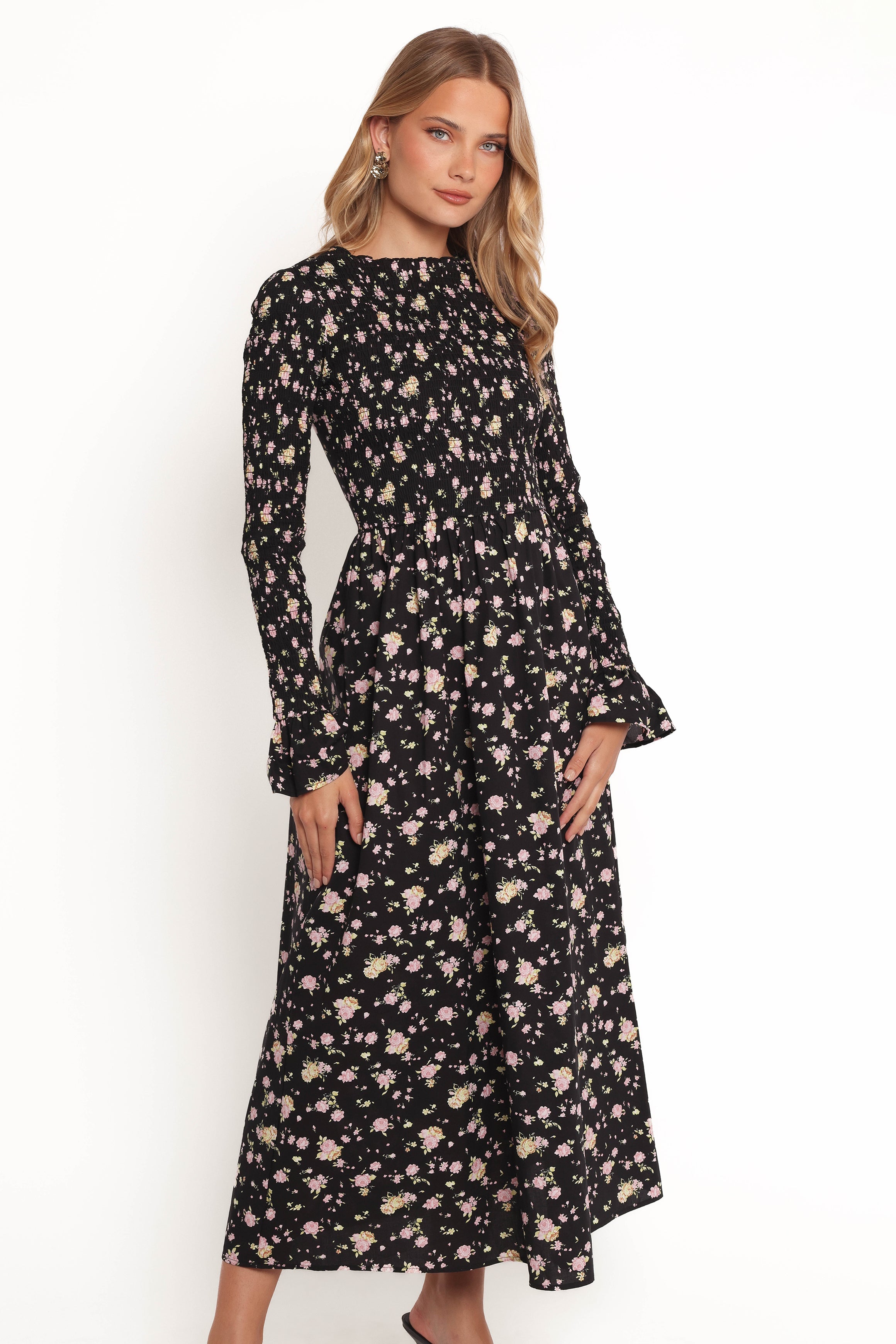 Petal and Pup USA DRESSES Mairead Maxi Dress - Black Floral