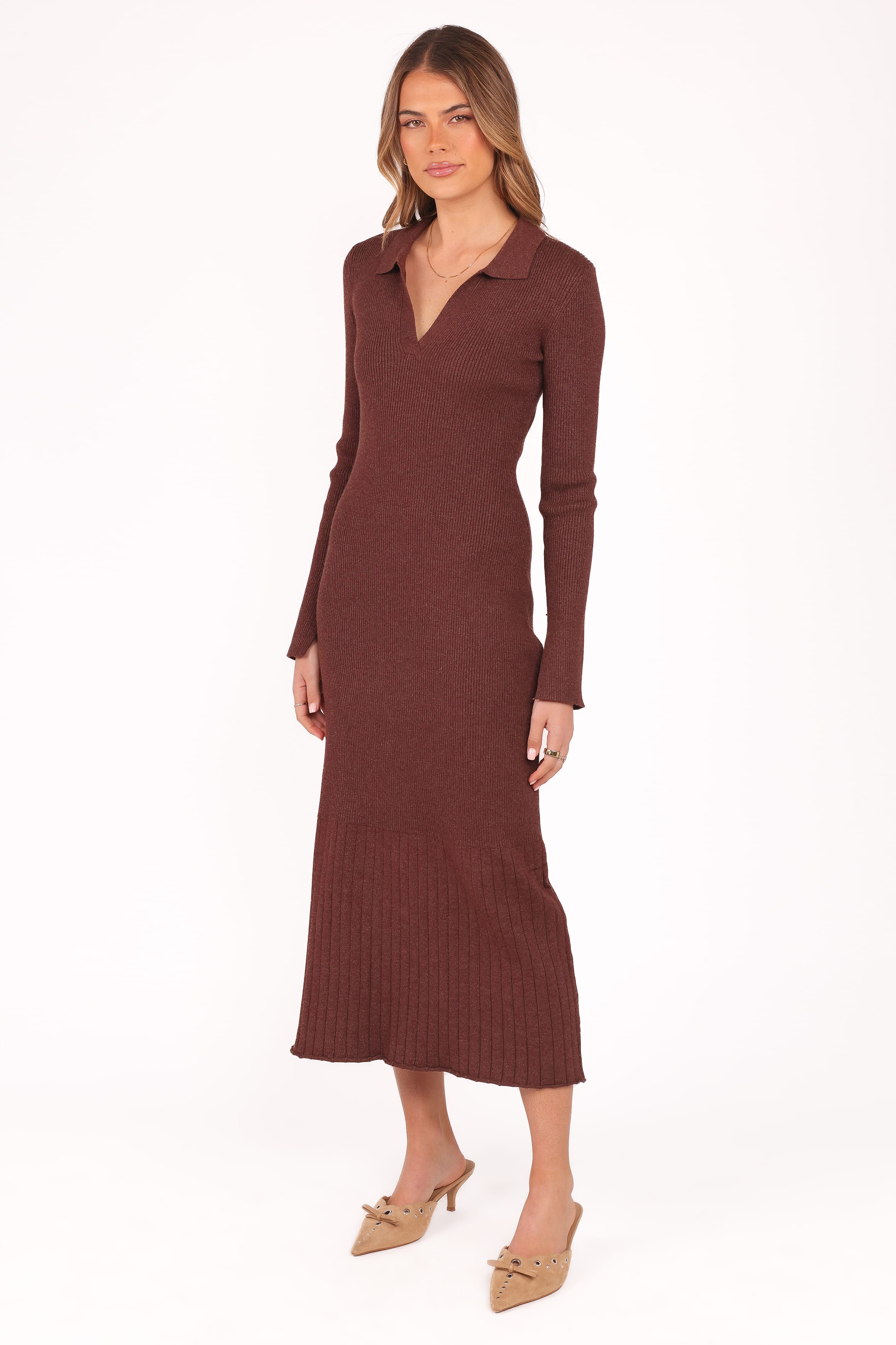 Petal and Pup USA DRESSES Makenna Knit Dress - Brown