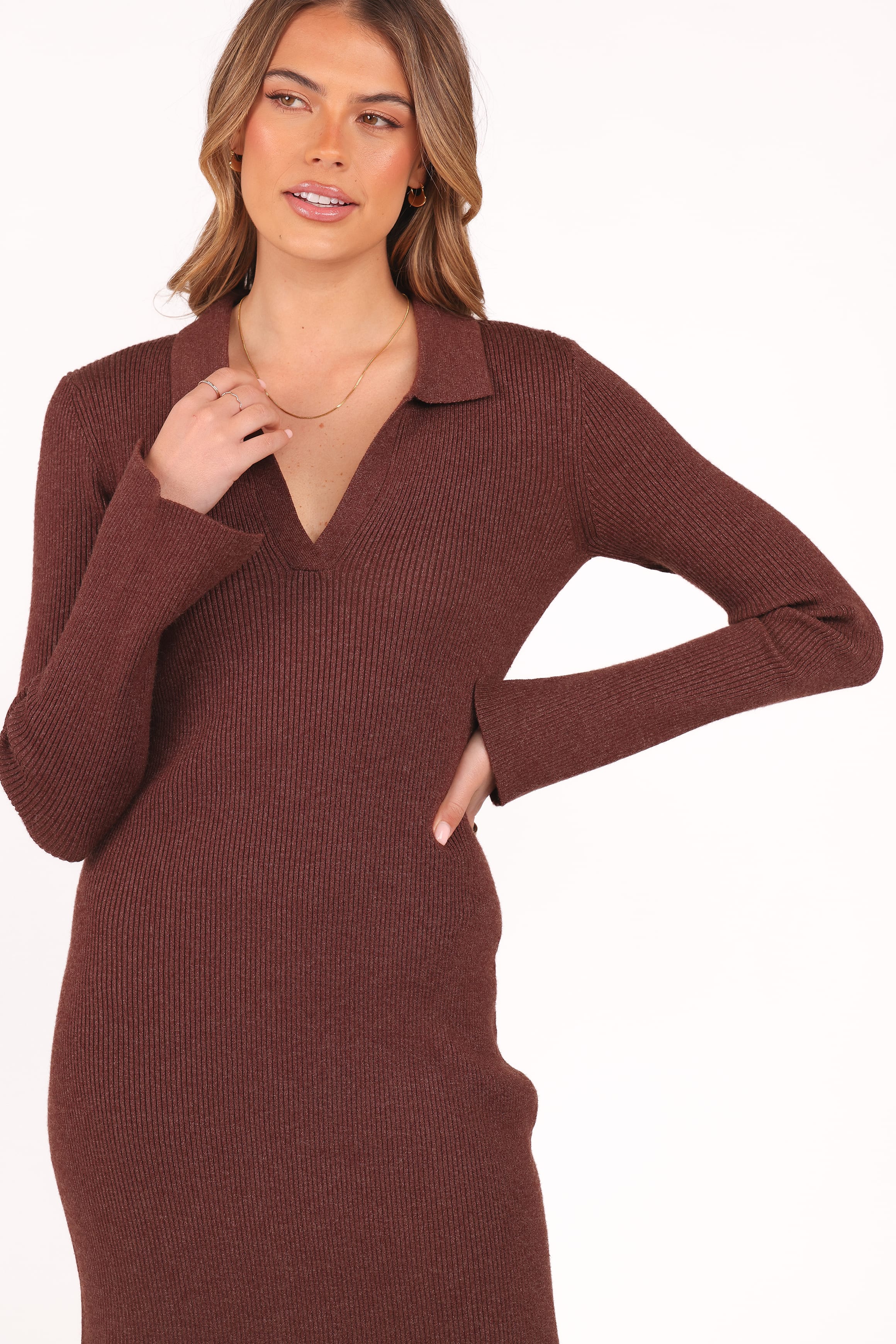 Petal and Pup USA DRESSES Makenna Knit Dress - Brown